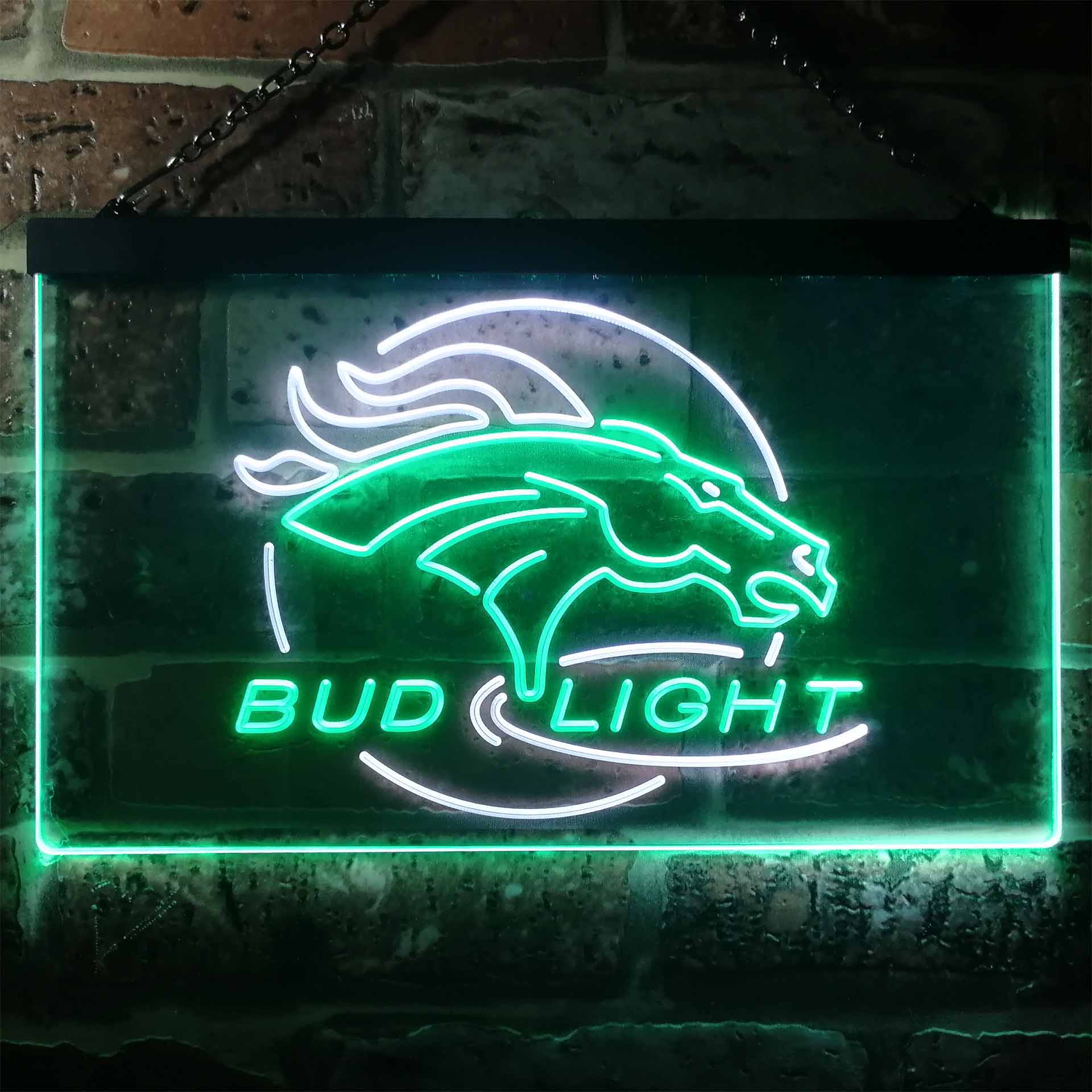 Broncos Denver Bud Light Dual Color LED Neon Sign ProLedSign