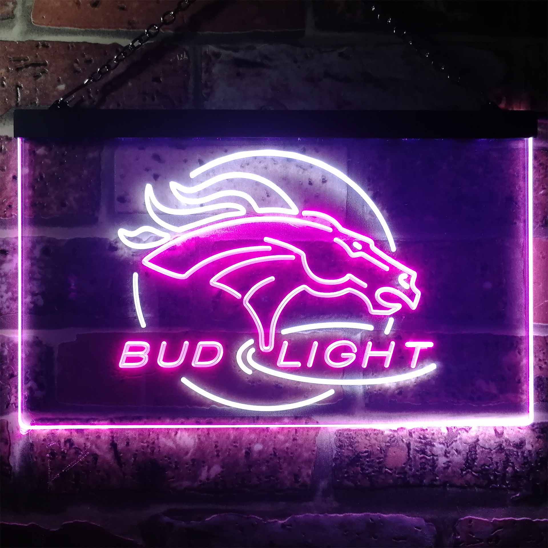 Broncos Denver Bud Light Dual Color LED Neon Sign ProLedSign