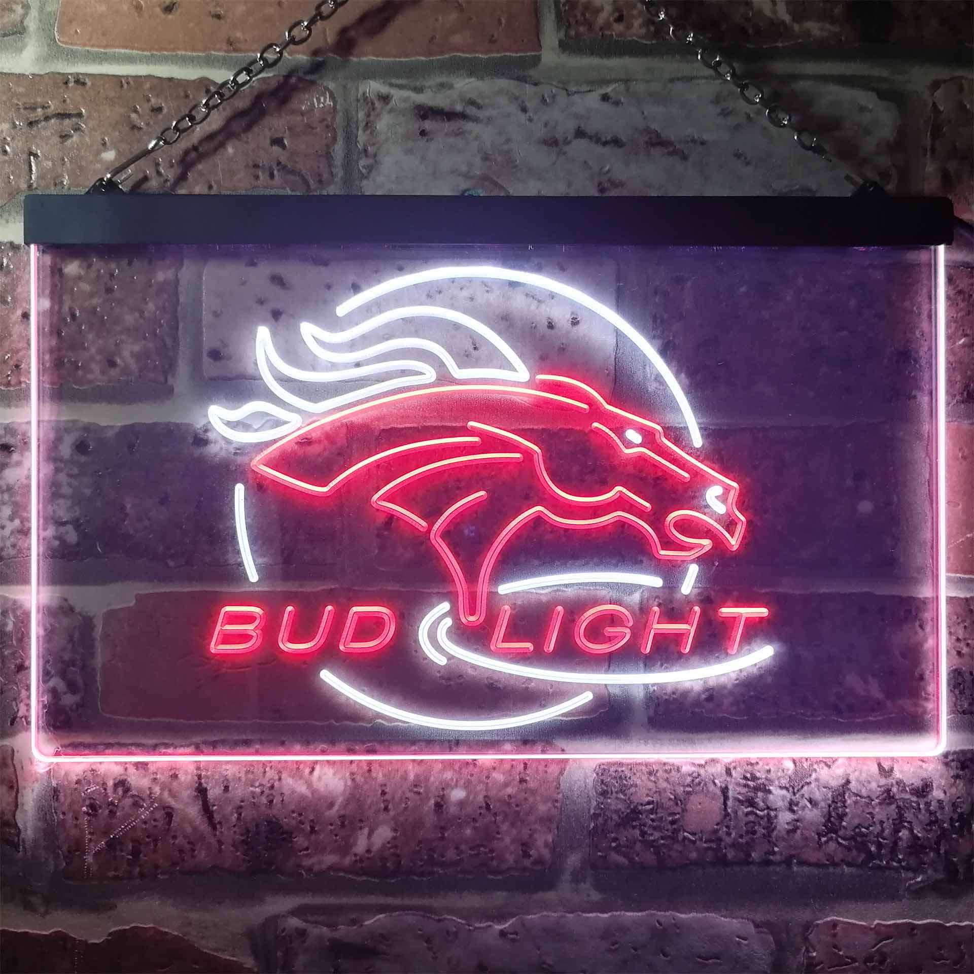 Broncos Denver Bud Light Dual Color LED Neon Sign ProLedSign