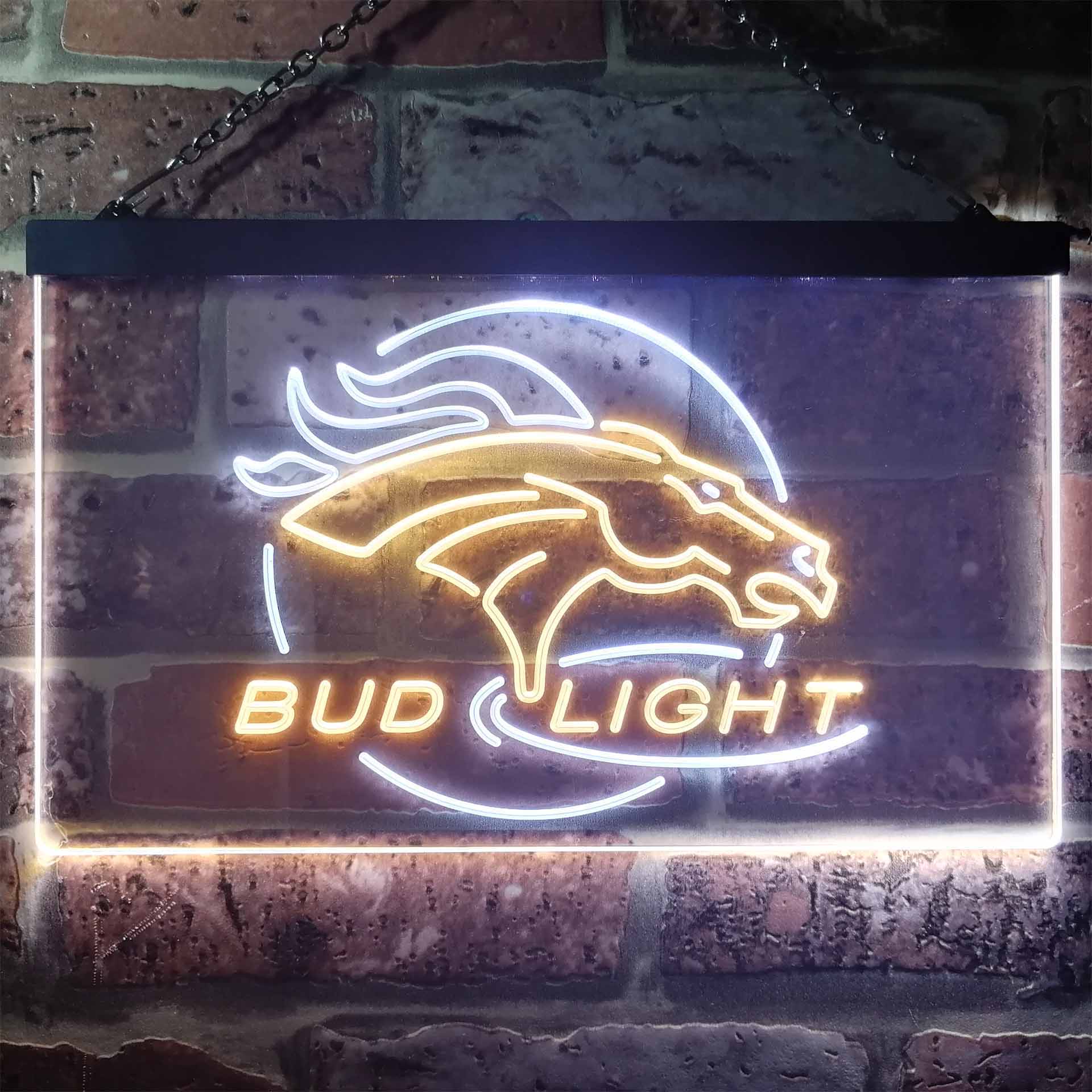 Broncos Denver Bud Light Dual Color LED Neon Sign ProLedSign