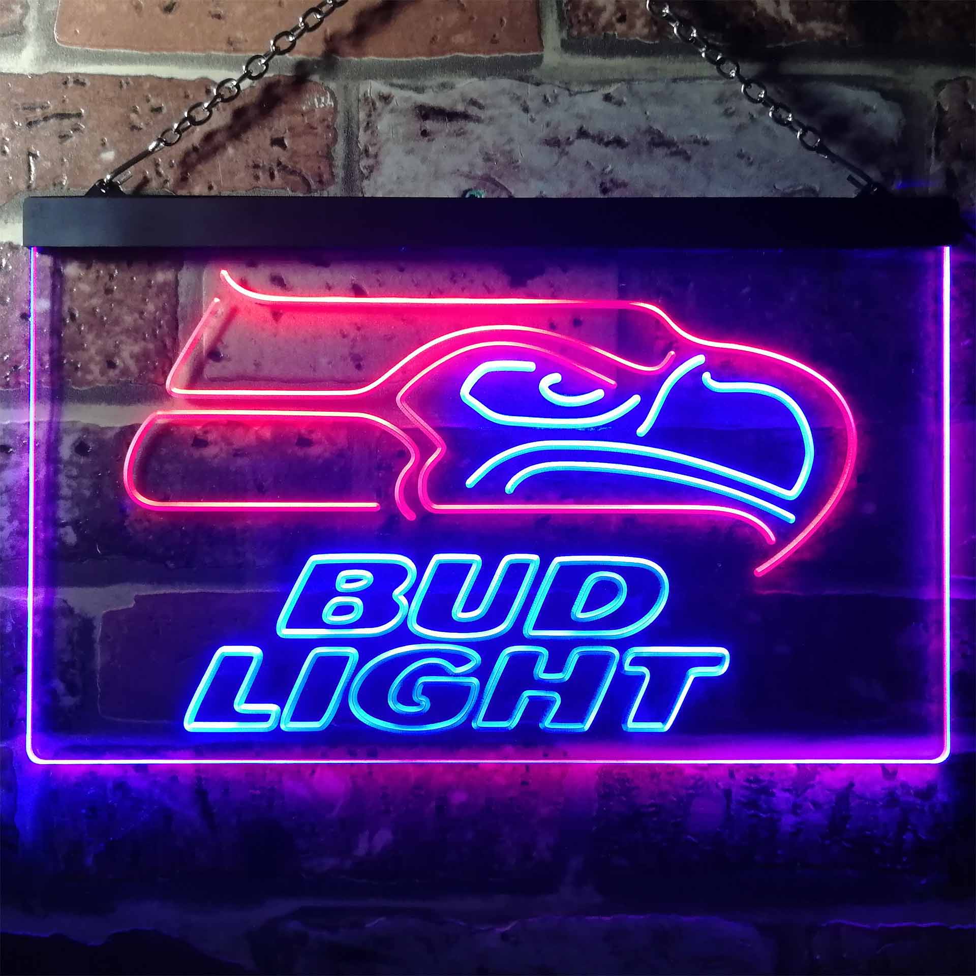 Seattle Seahawks Bud Light Dual Color LED Light Sign led lab cave