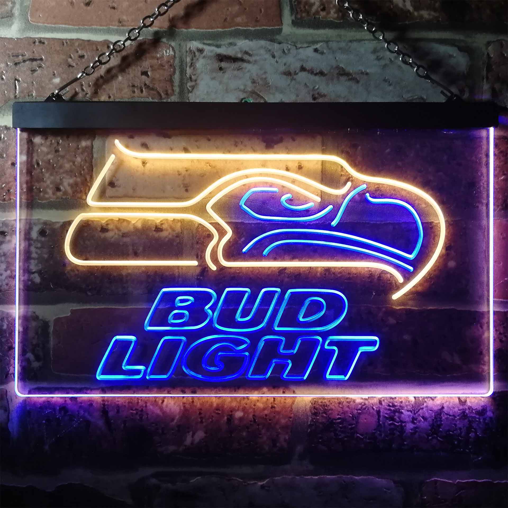 Seattle Seahawks Bud Light Dual Color LED Light Sign led lab cave