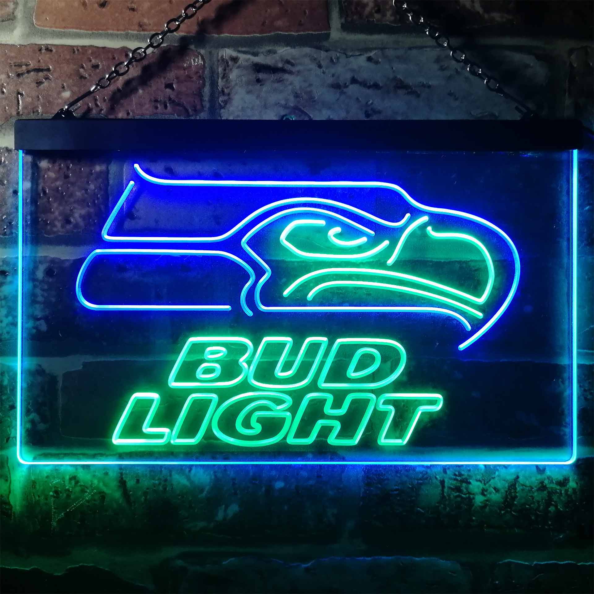 Seattle Seahawks Bud Light Dual Color LED Light Sign led lab cave