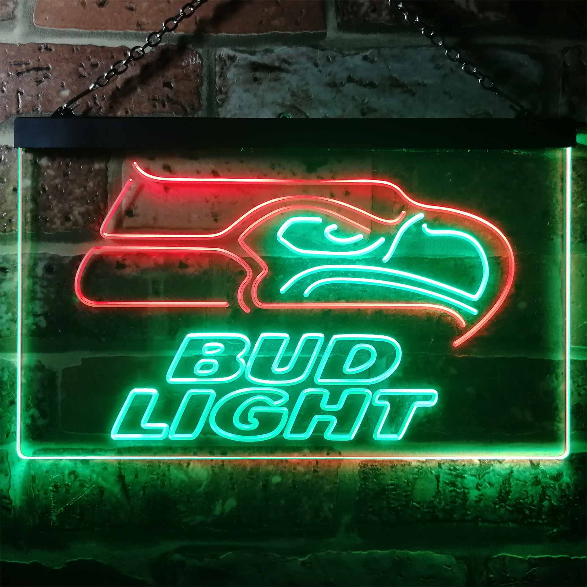 Seattle Seahawks Bud Light Dual Color LED Light Sign led lab cave