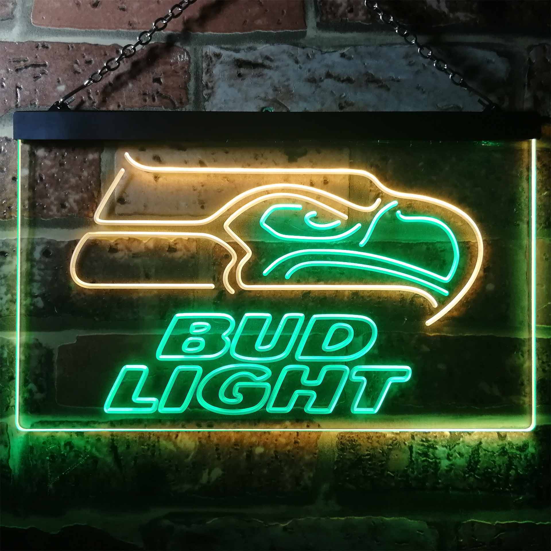 Seattle Seahawks Bud Light Dual Color LED Light Sign led lab cave