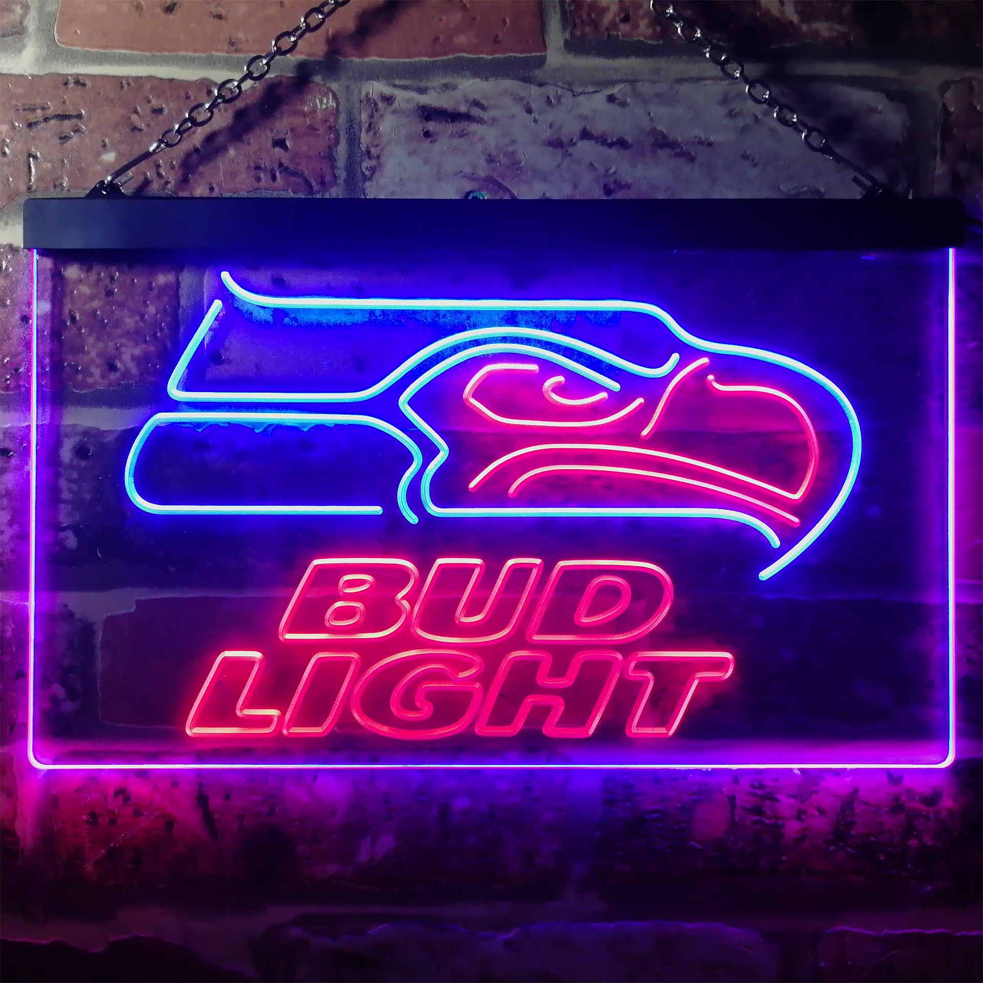 Seattle Seahawks Bud Light Dual Color LED Light Sign led lab cave