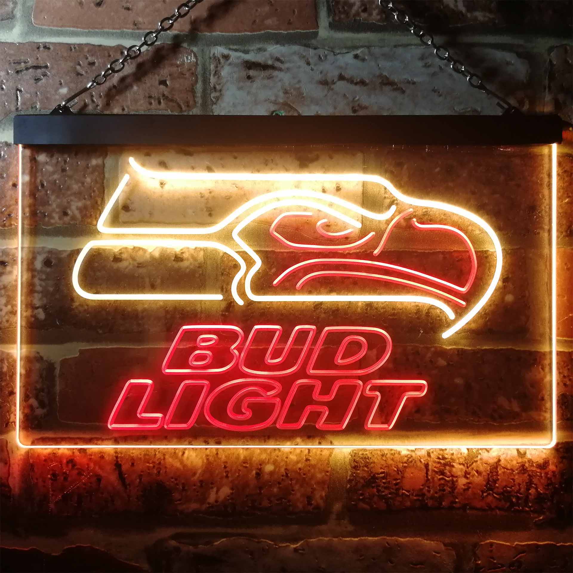 Seattle Seahawks Bud Light Dual Color LED Light Sign led lab cave