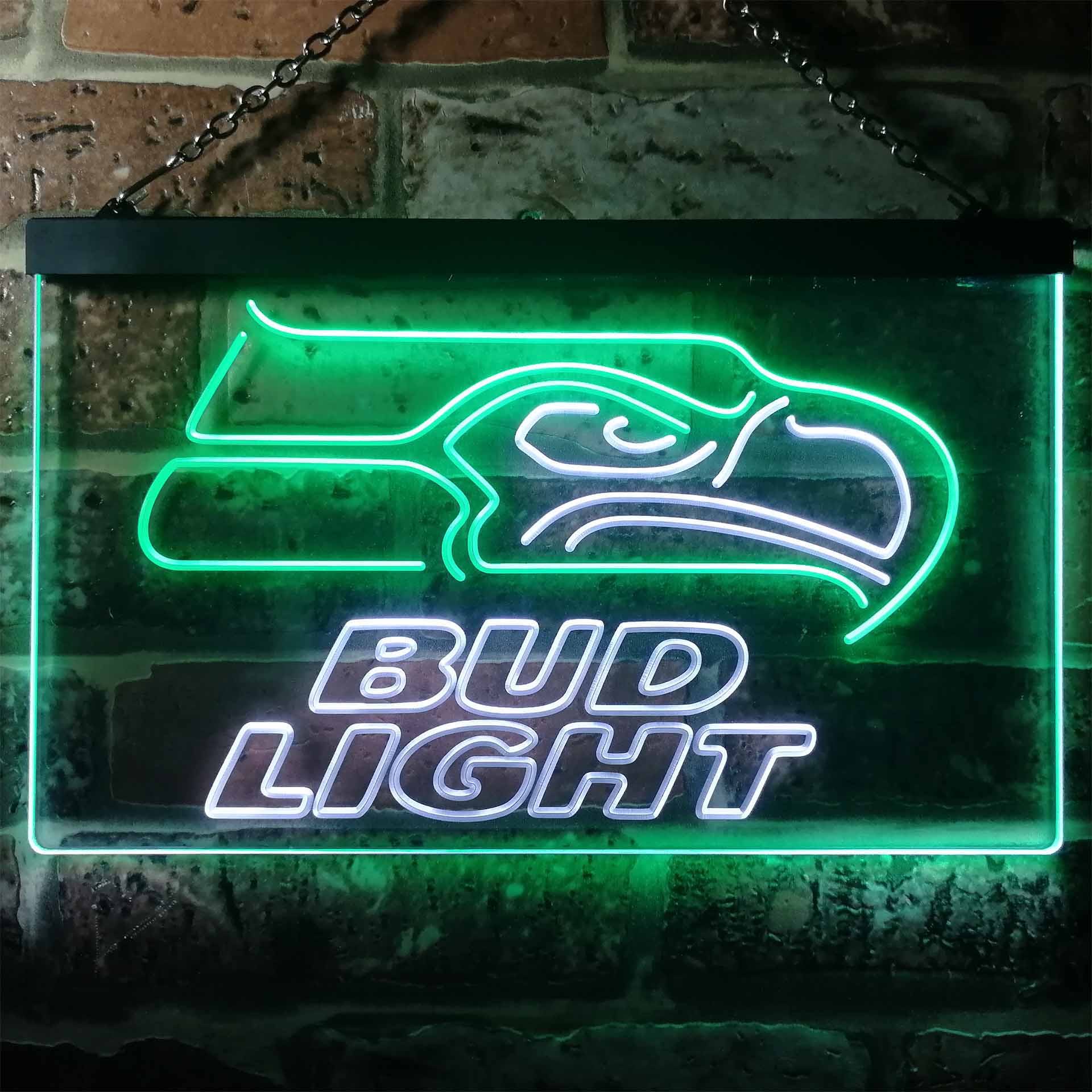 Seattle Seahawks Bud Light Dual Color LED Light Sign led lab cave