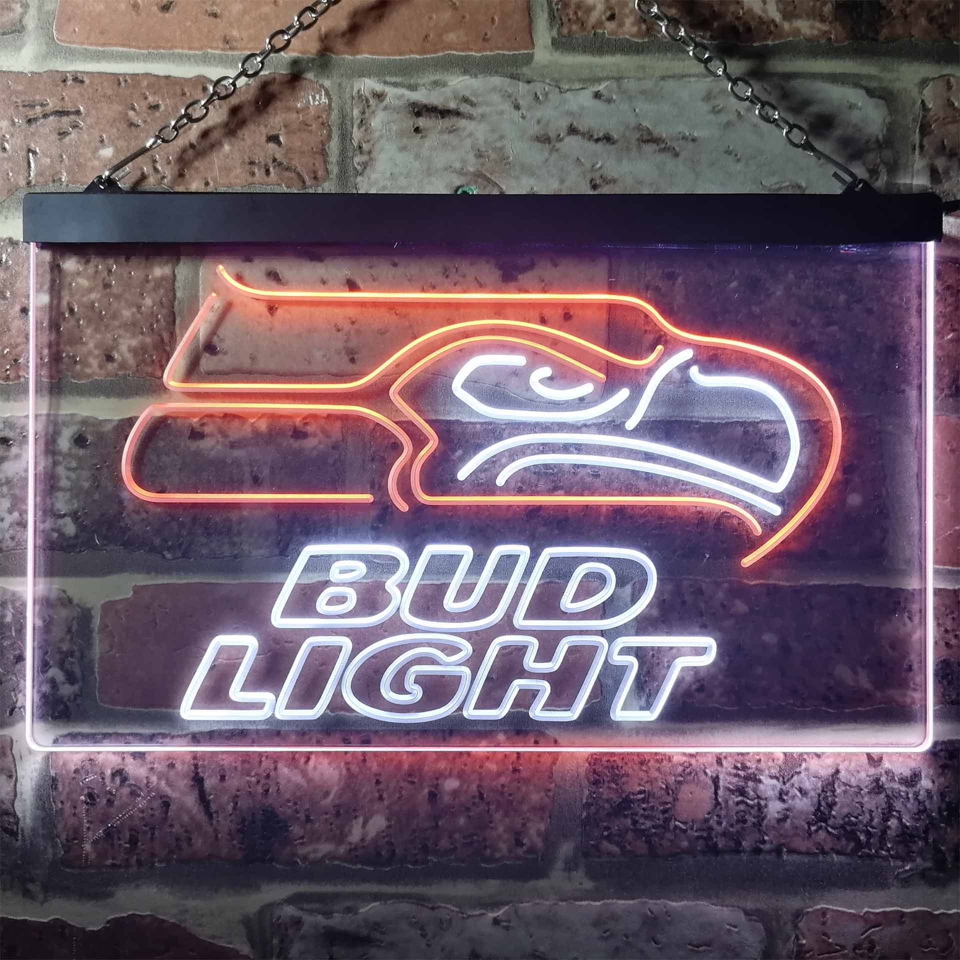 Seattle Seahawks Bud Light Dual Color LED Light Sign led lab cave