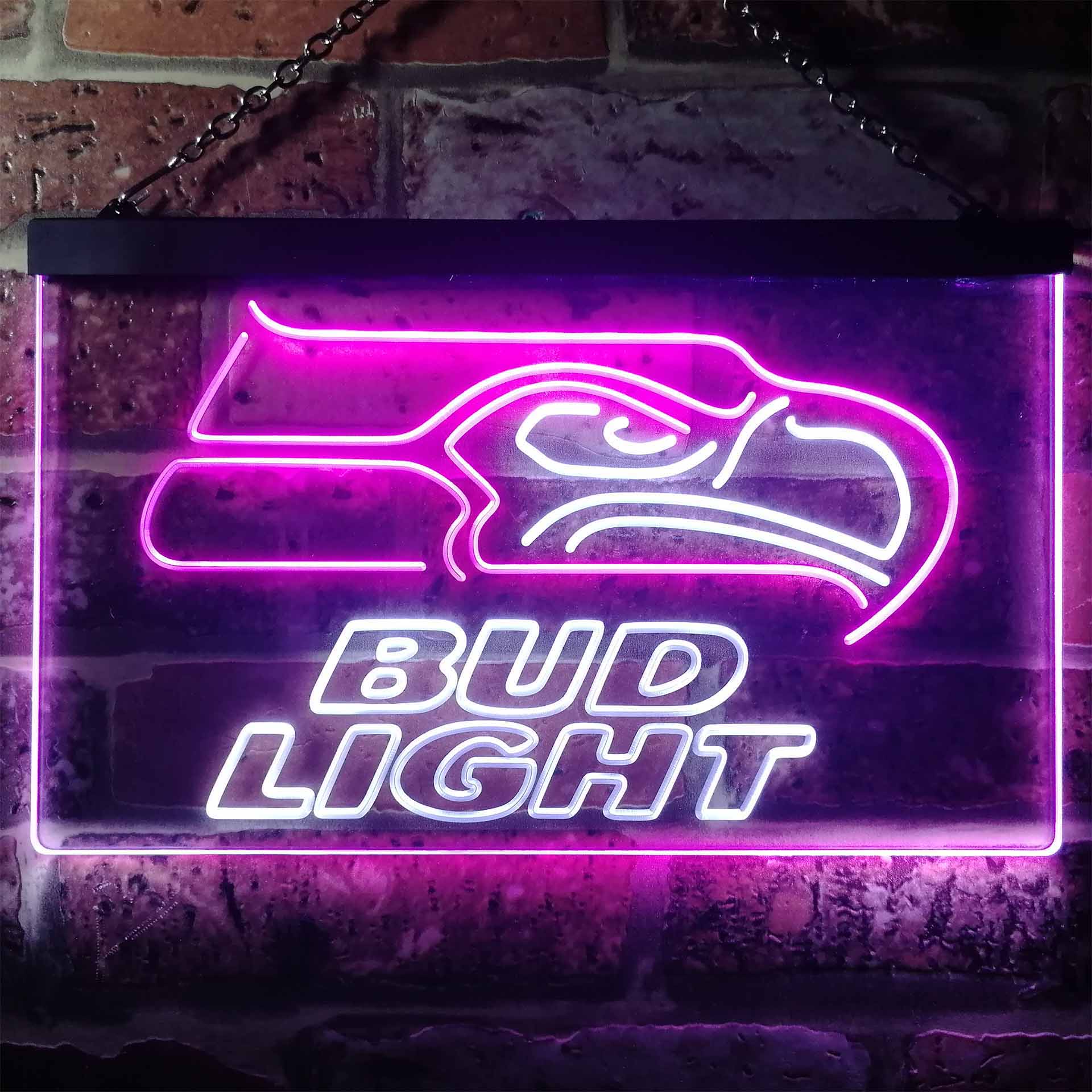 Seattle Seahawks Bud Light Dual Color LED Light Sign led lab cave