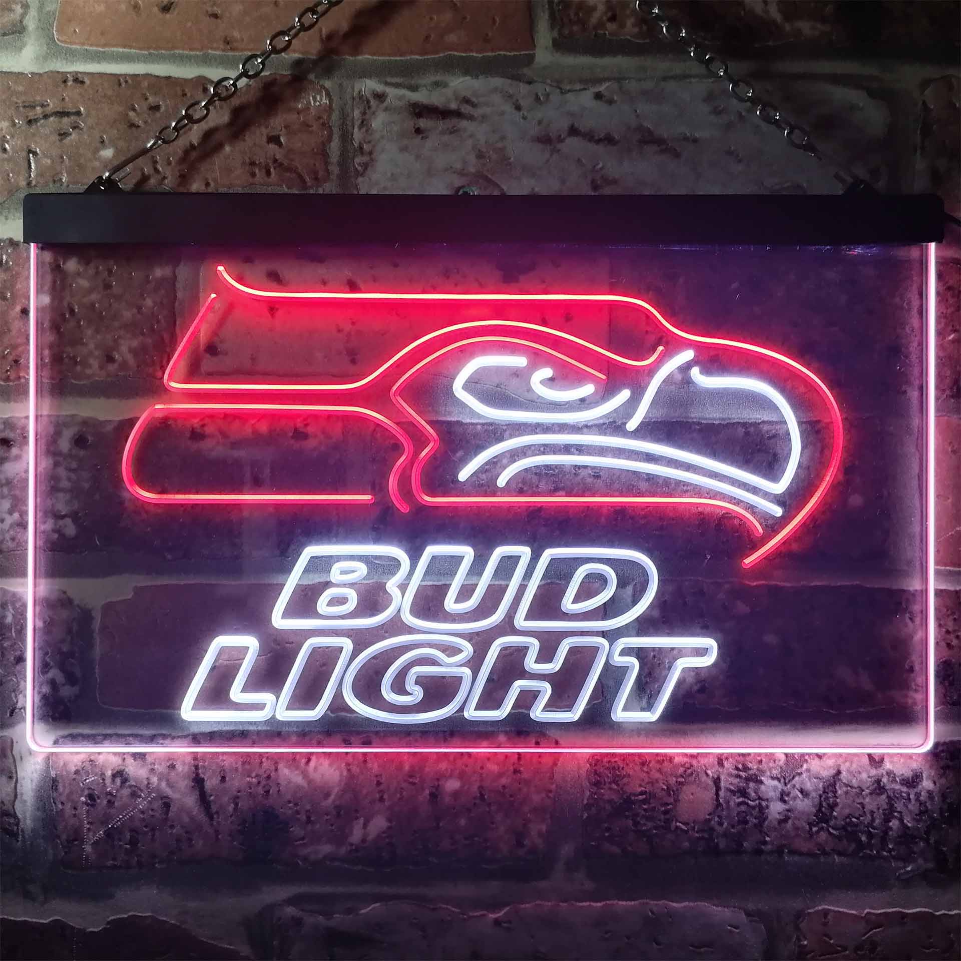 Seattle Seahawks Bud Light Dual Color LED Light Sign led lab cave