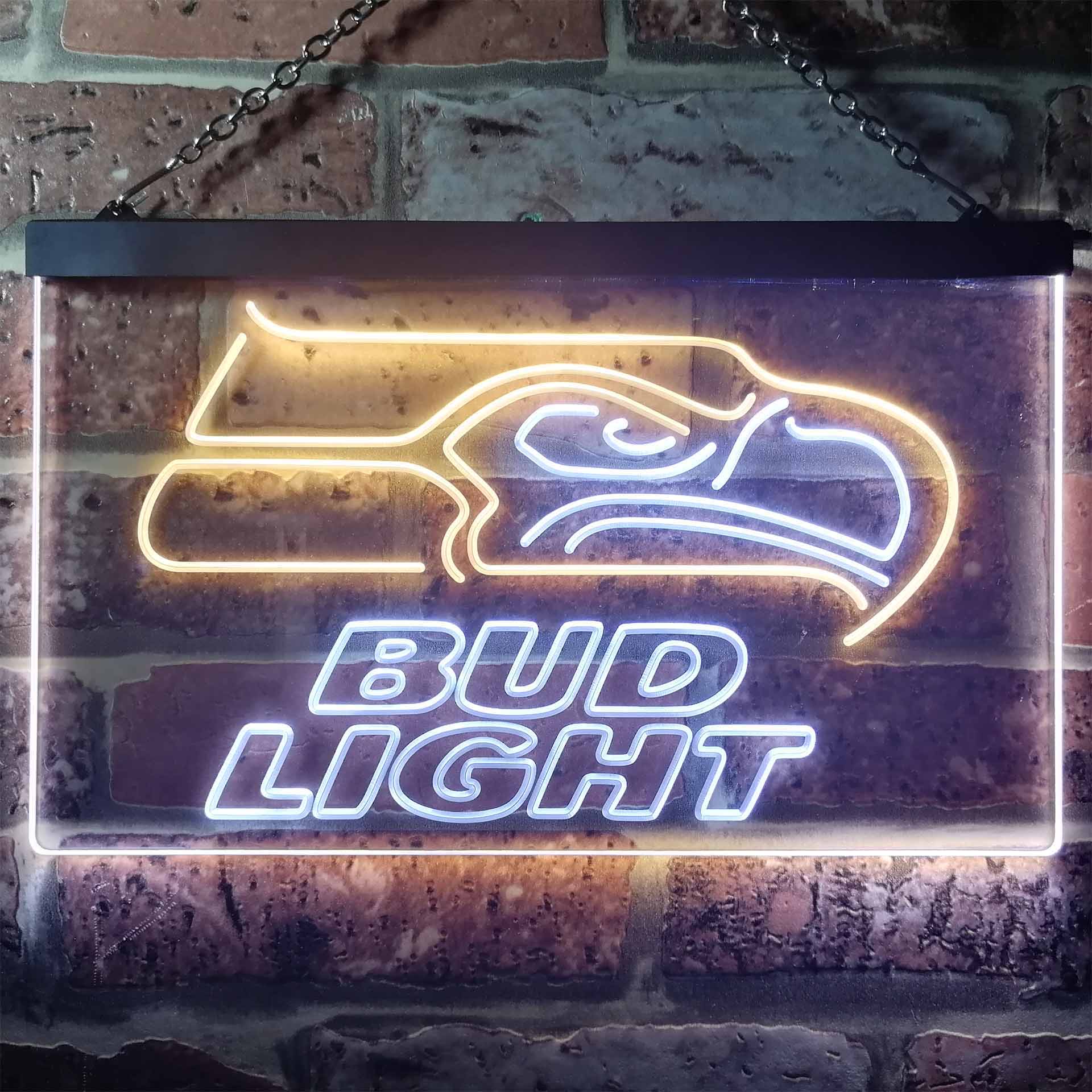 Seattle Seahawks Bud Light Dual Color LED Light Sign led lab cave