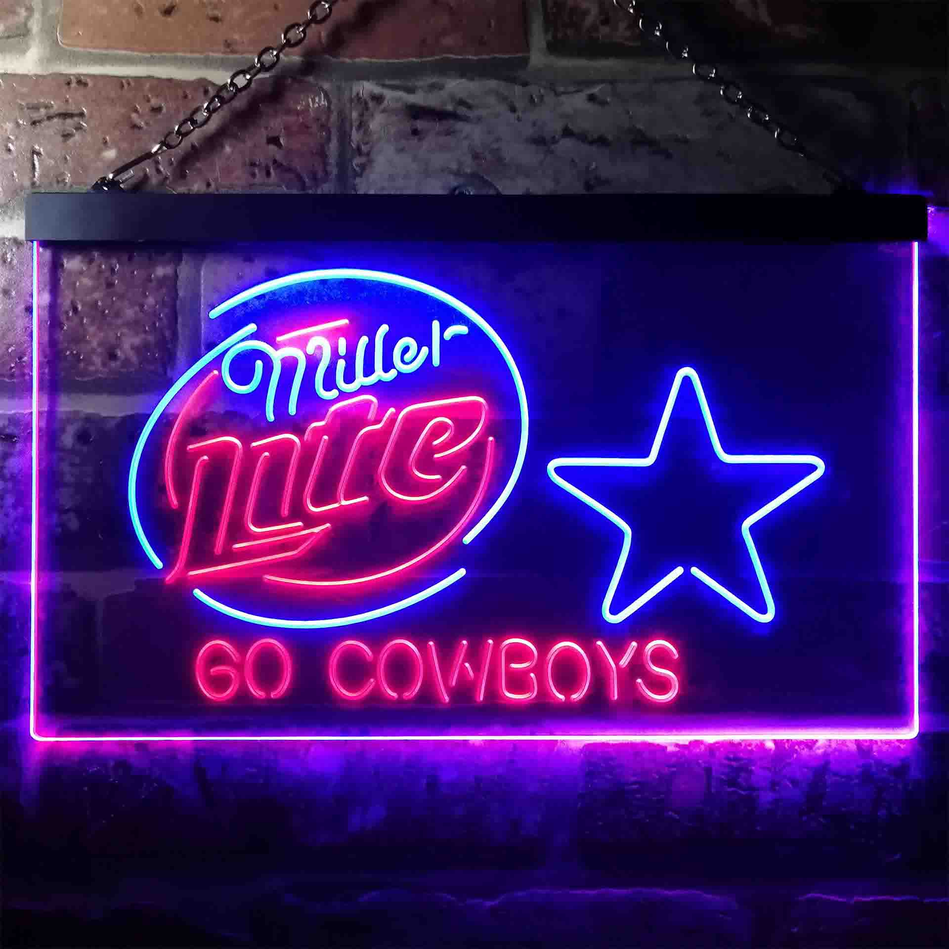 Miller Lite Dallas Cowboys Go Dual Color LED Neon Sign ProLedSign