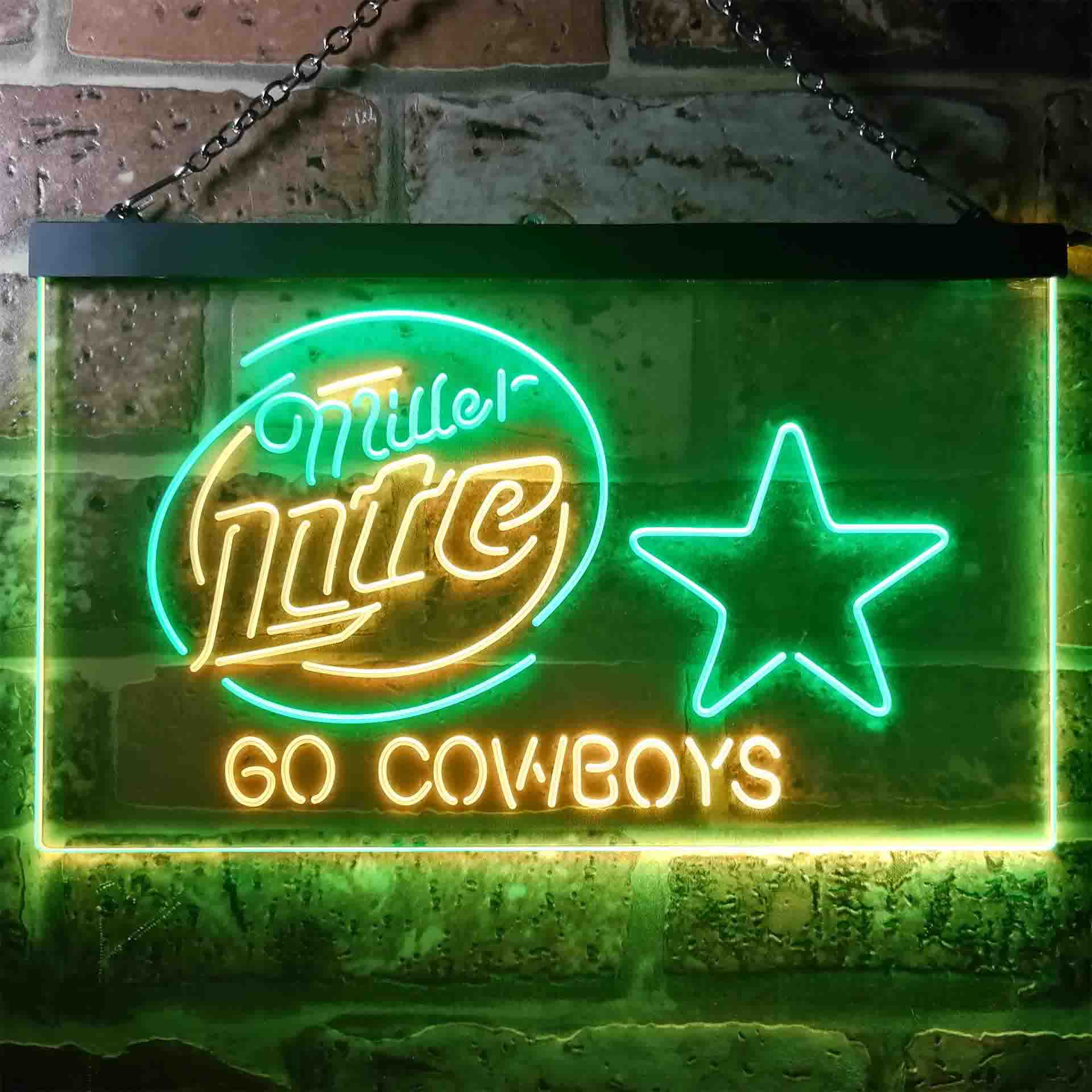 Miller Lite Dallas Cowboys Go Dual Color LED Neon Sign ProLedSign