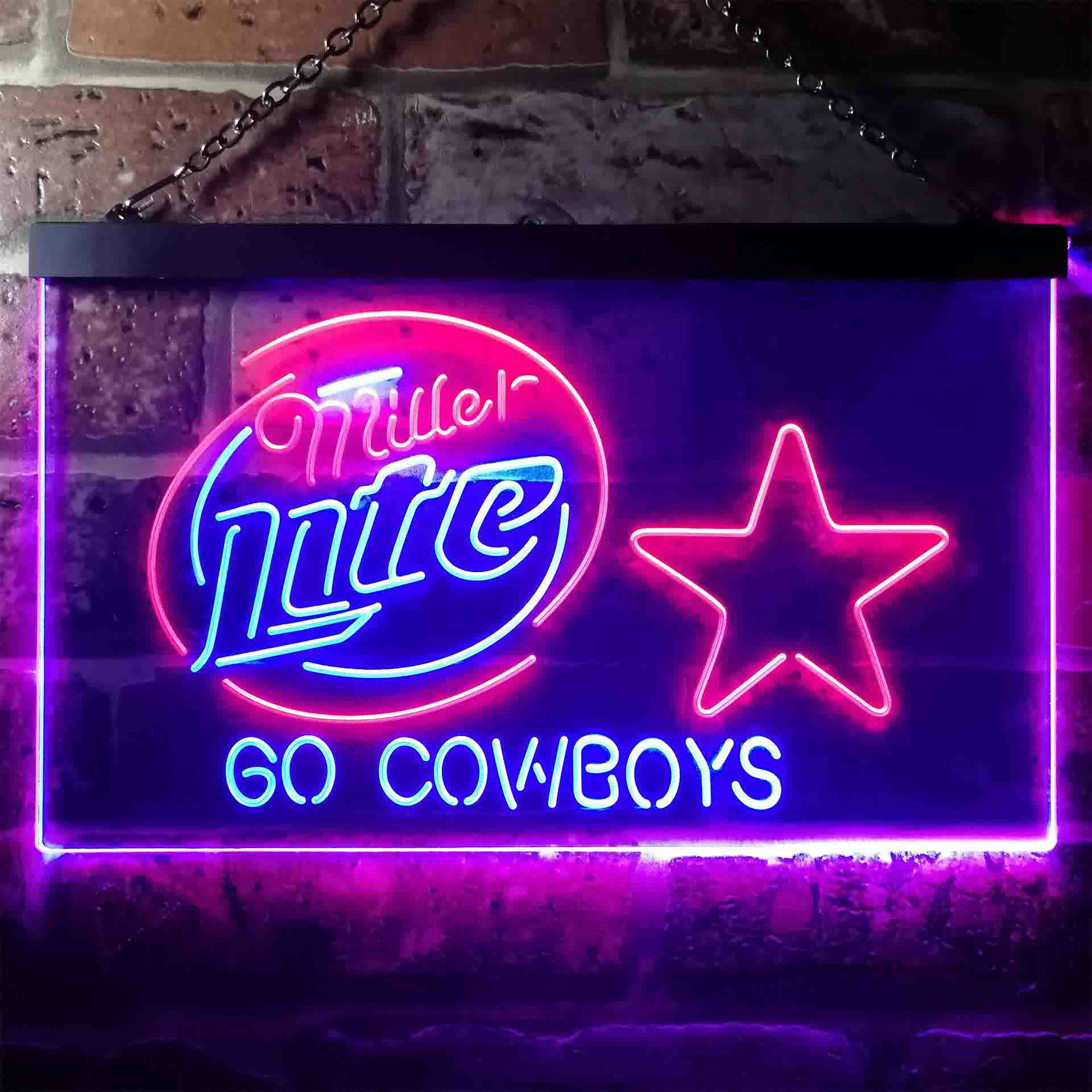 Miller Lite Dallas Cowboys Go Dual Color LED Neon Sign ProLedSign