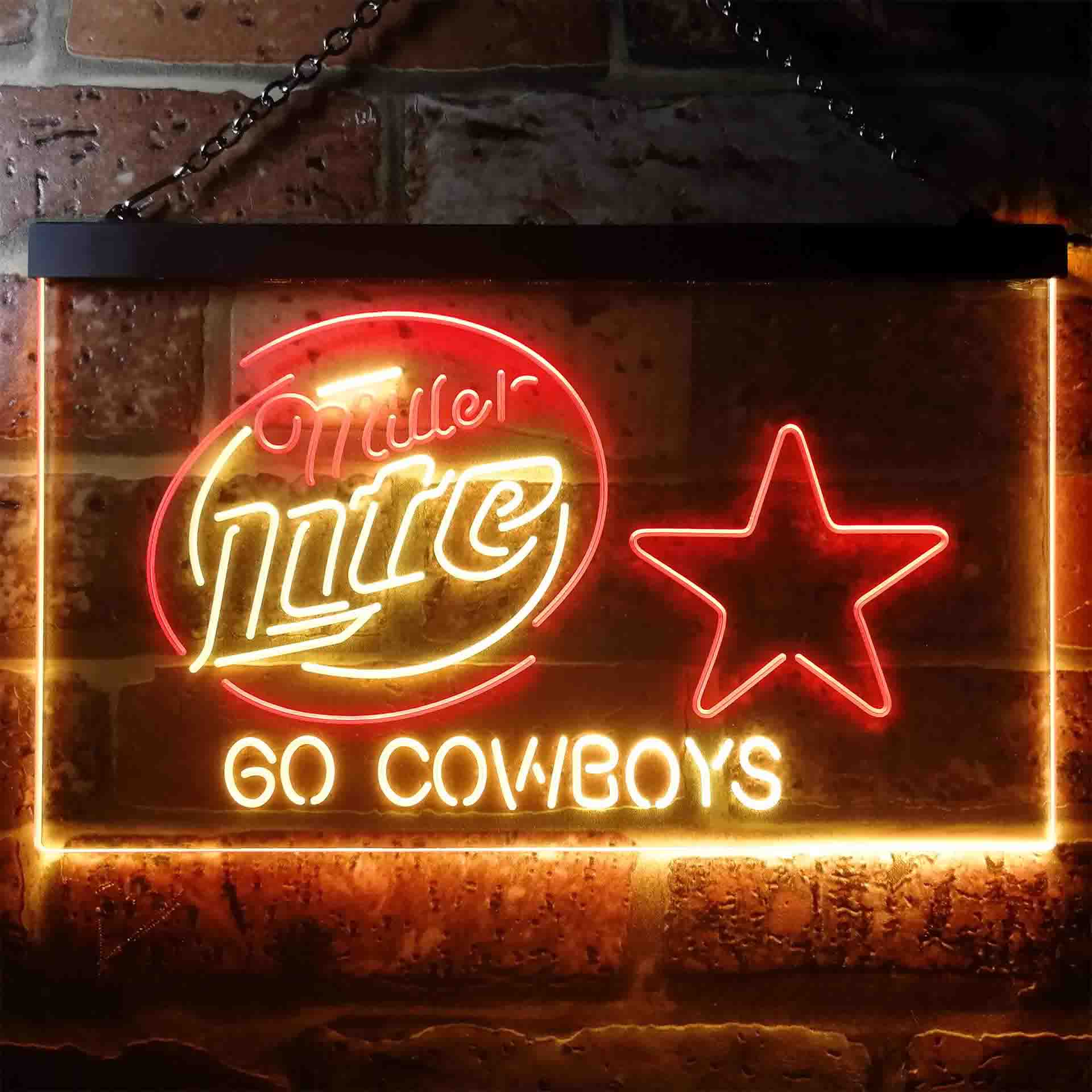 Miller Lite Dallas Cowboys Go Dual Color LED Neon Sign ProLedSign