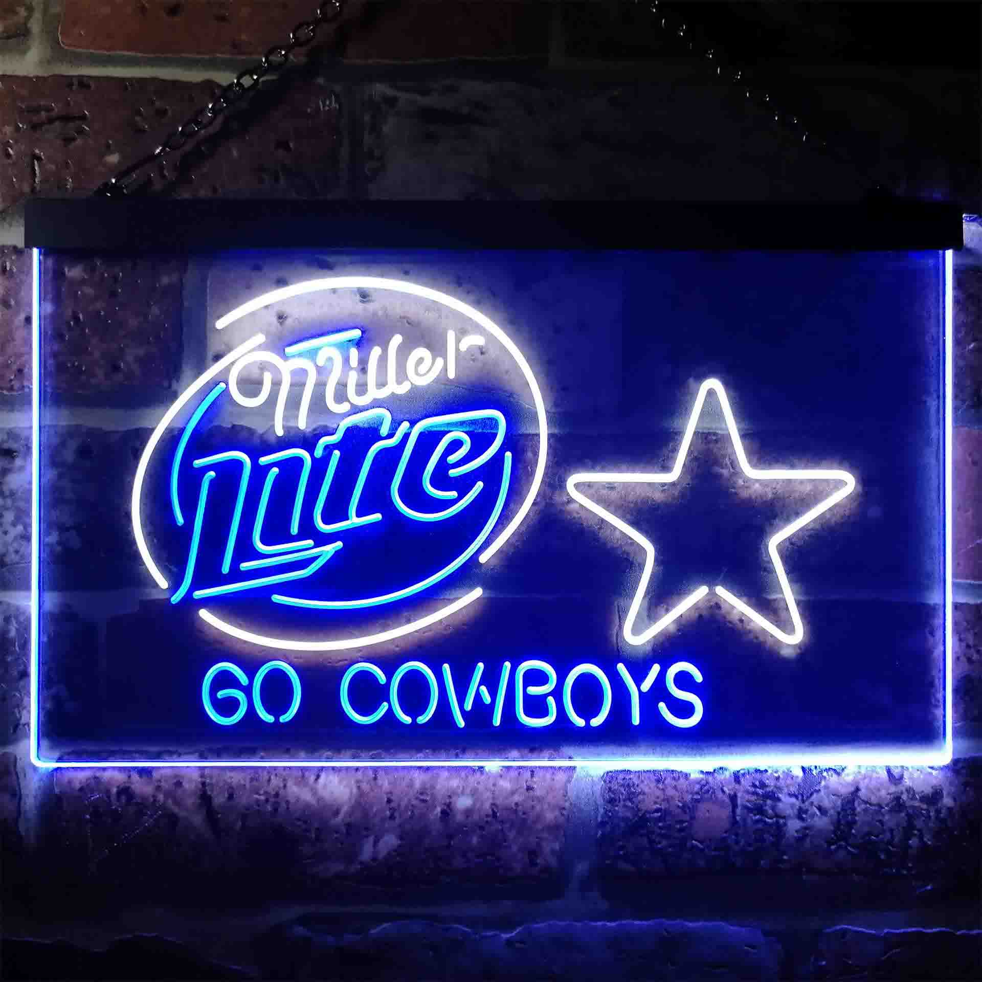 Miller Lite Dallas Cowboys Go Dual Color LED Neon Sign ProLedSign