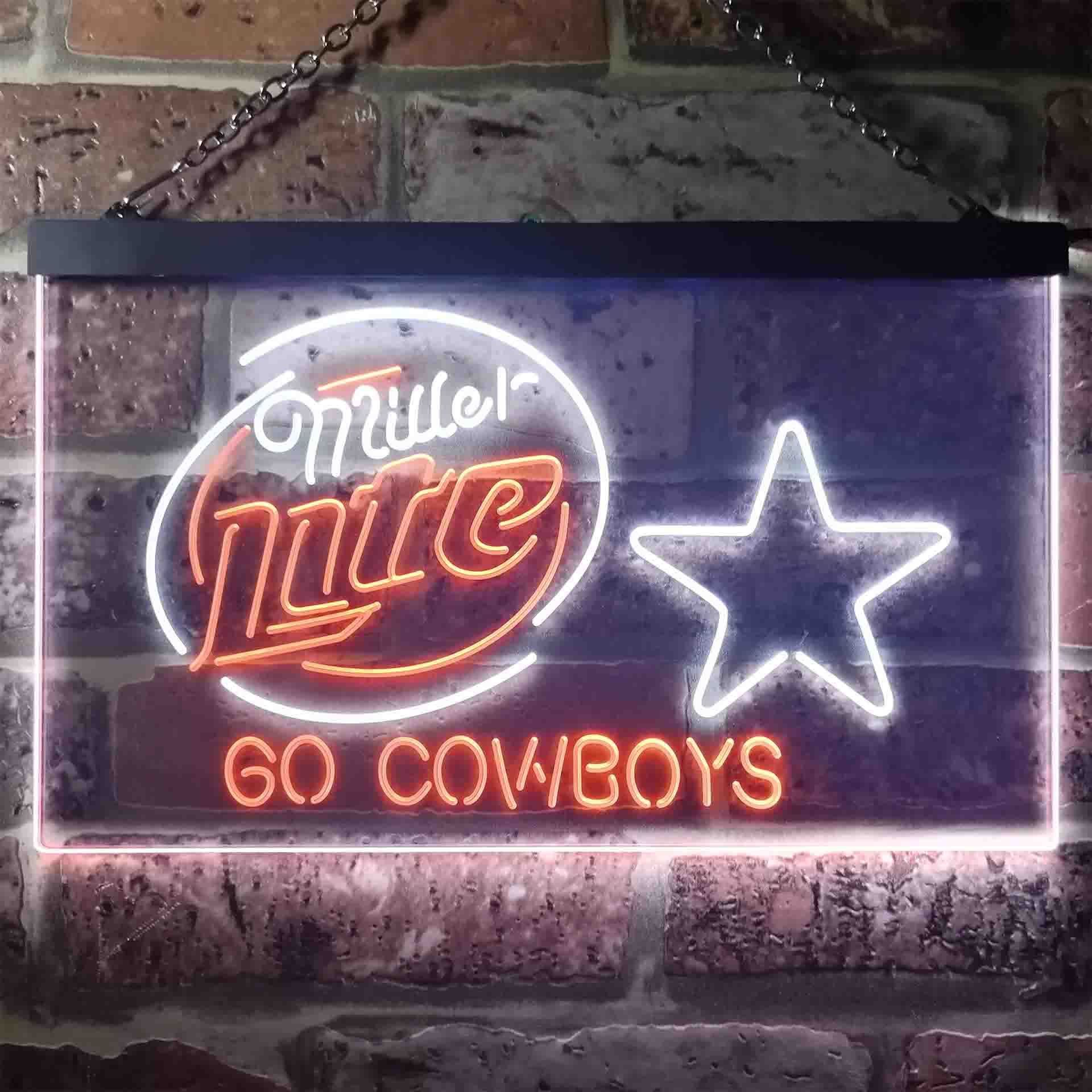 Miller Lite Dallas Cowboys Go Dual Color LED Neon Sign ProLedSign