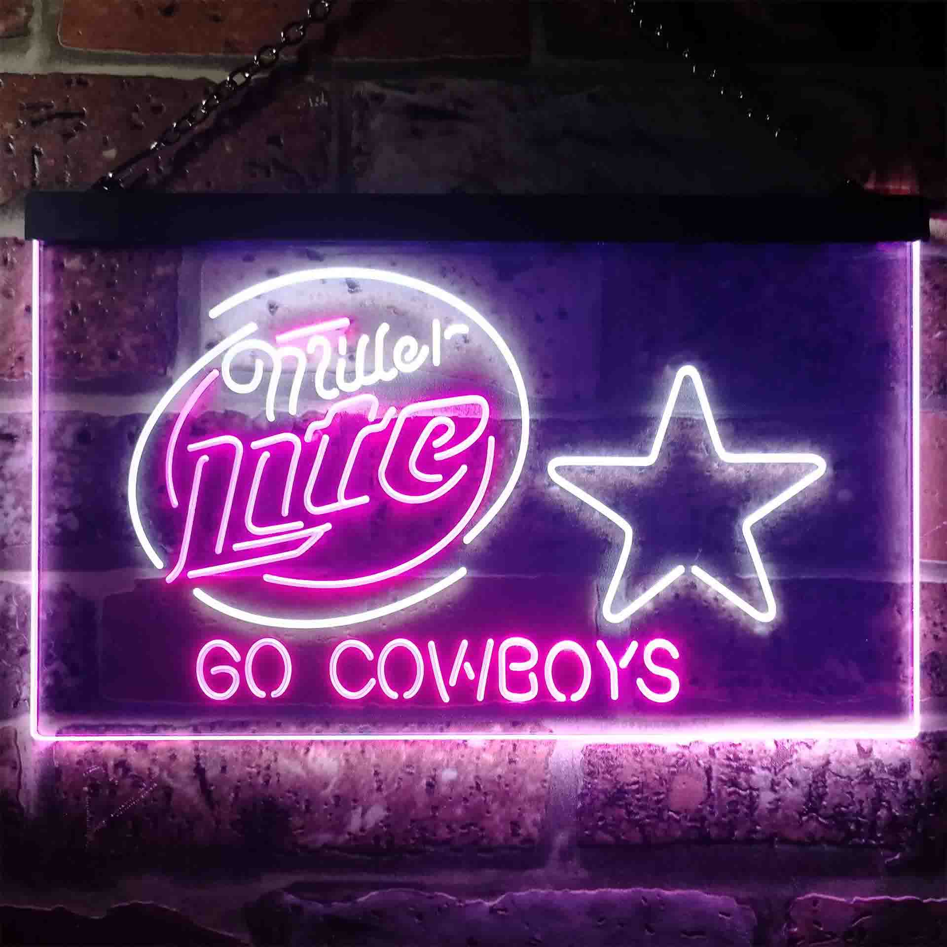 Miller Lite Dallas Cowboys Go Dual Color LED Neon Sign ProLedSign