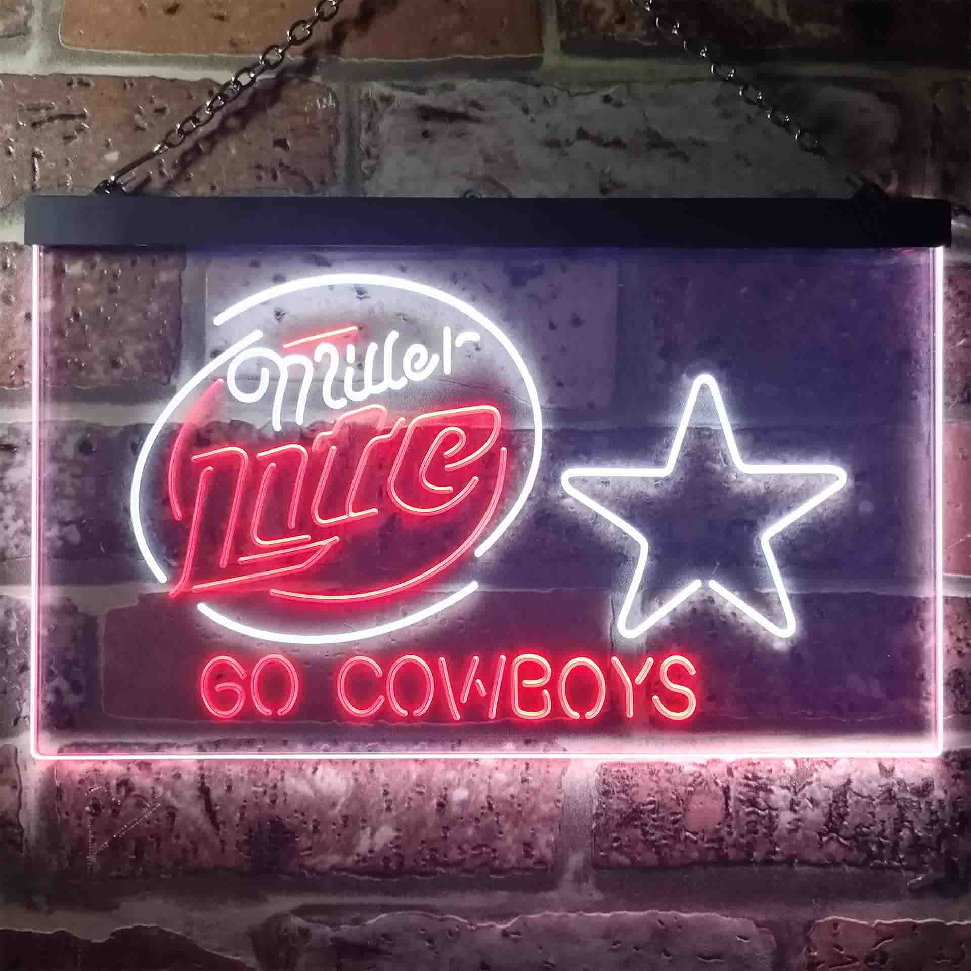 Miller Lite Dallas Cowboys Go Dual Color LED Neon Sign ProLedSign