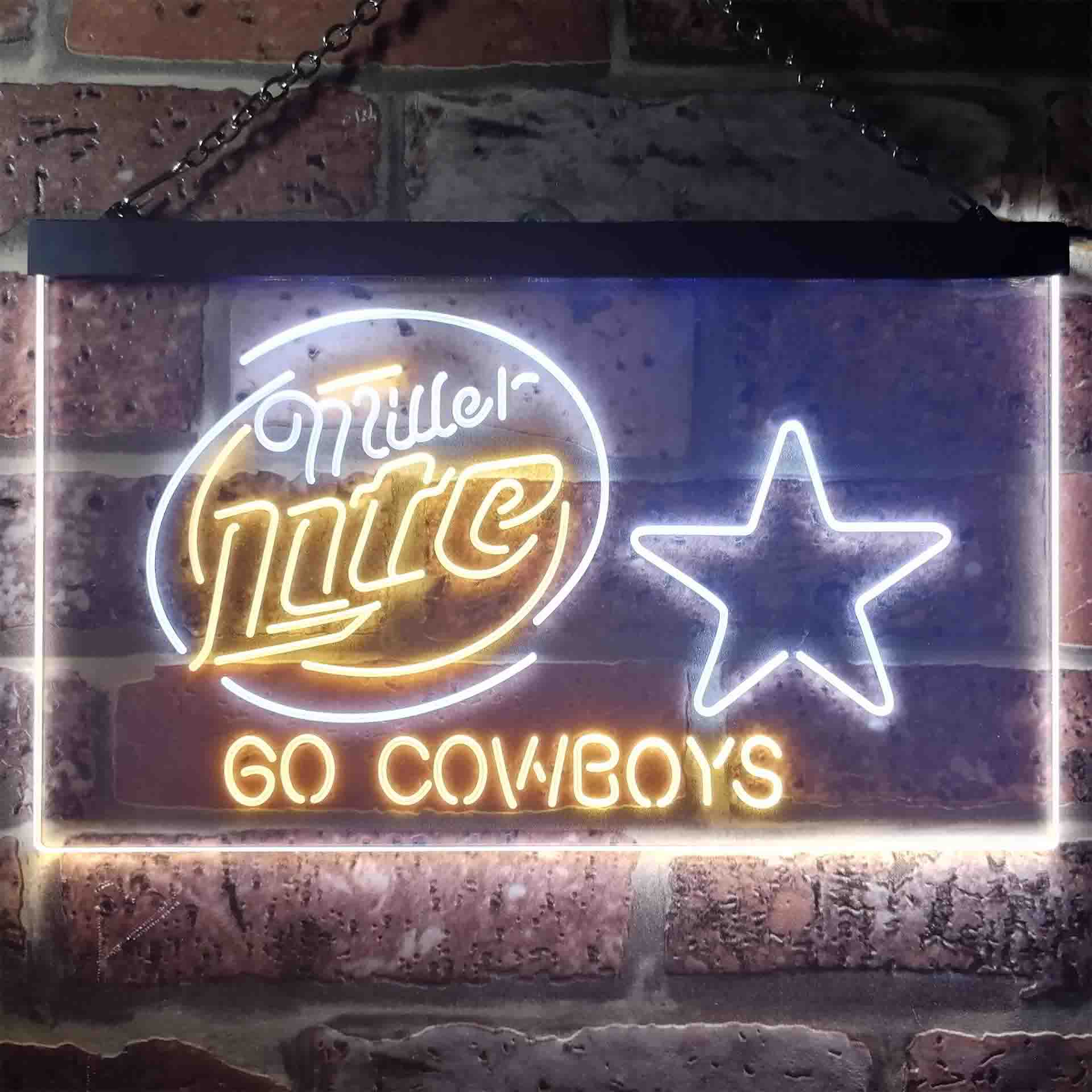 Miller Lite Dallas Cowboys Go Dual Color LED Neon Sign ProLedSign