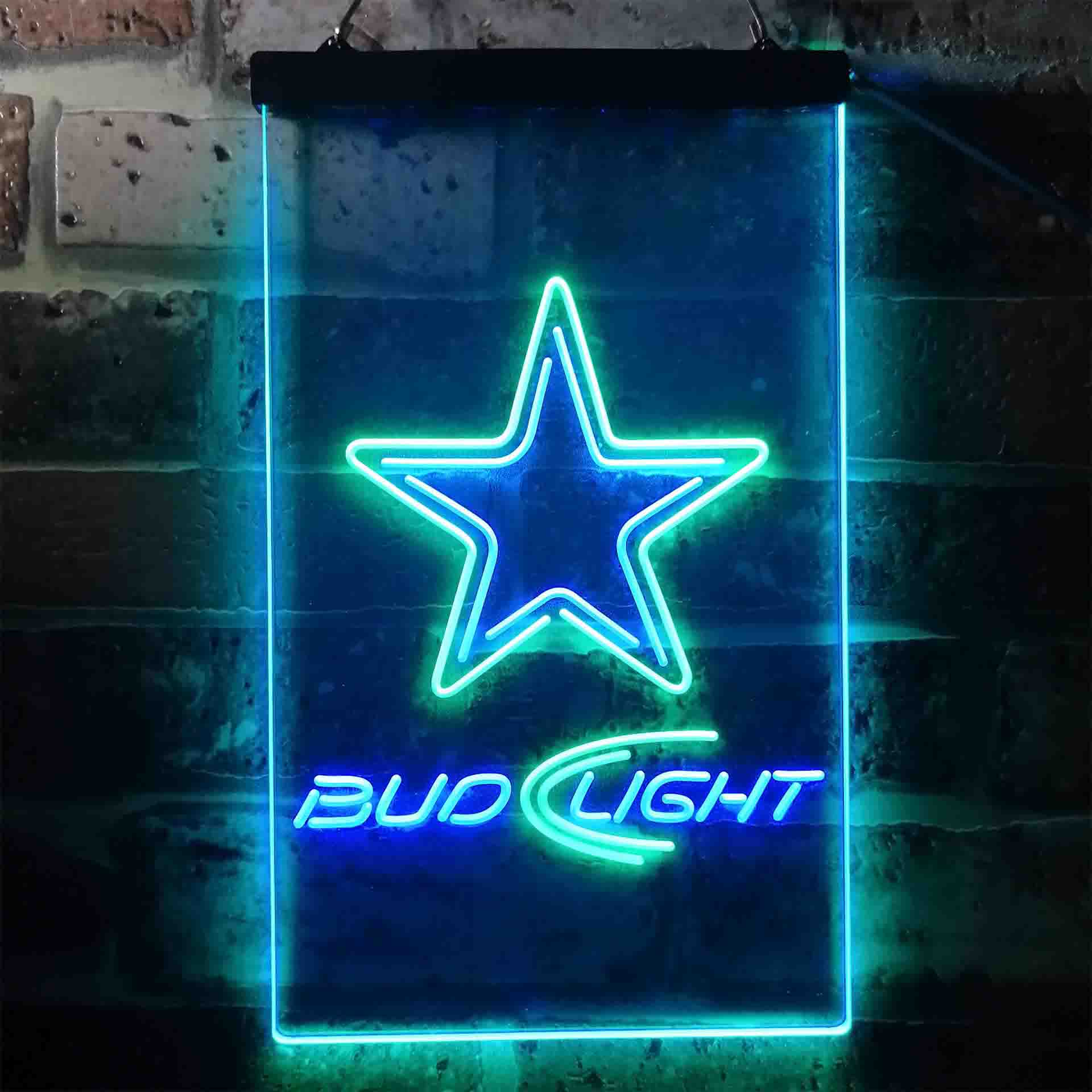 Bud Light Dallas Cowboys Dual Color LED Neon Sign ProLedSign