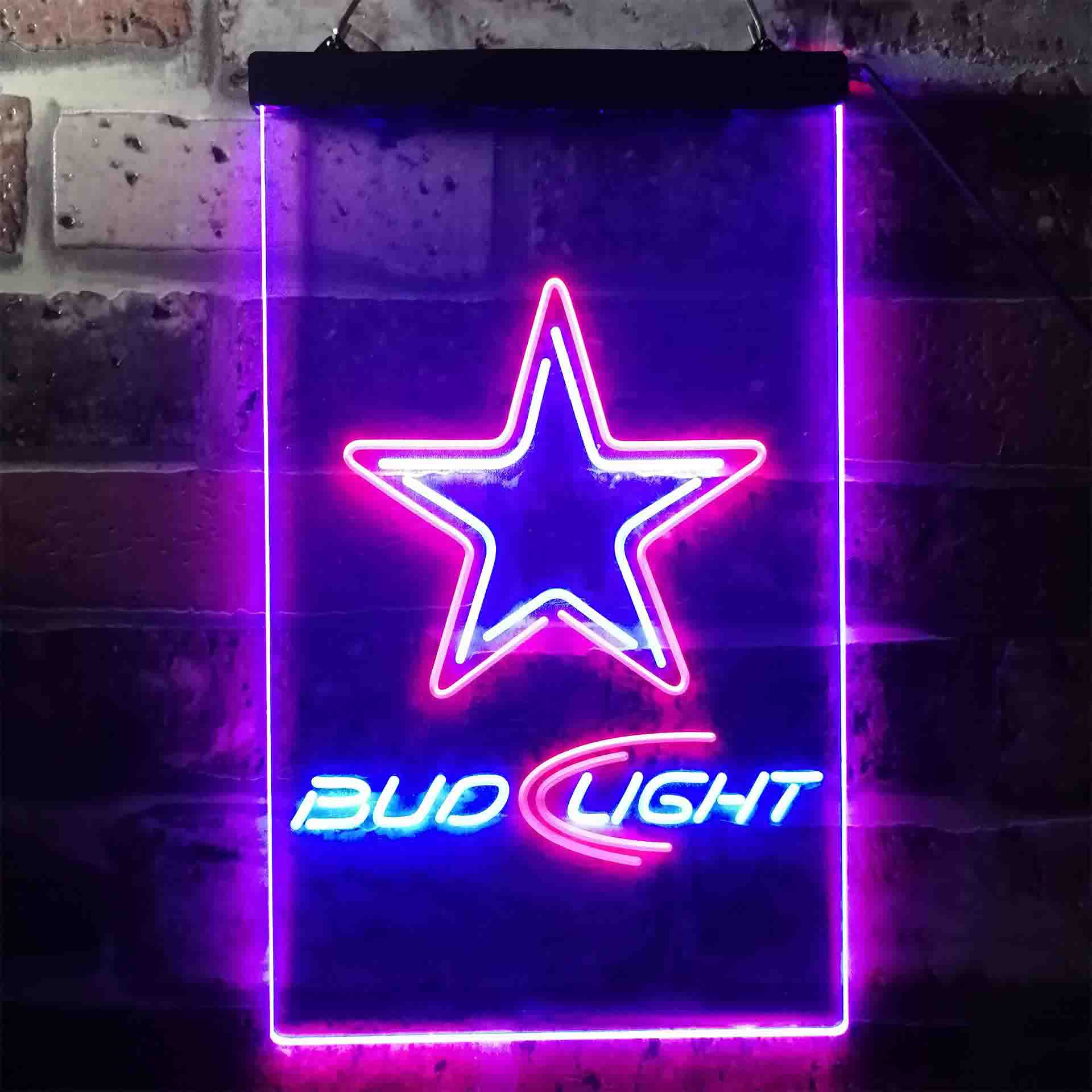 Bud Light Dallas Cowboys Dual Color LED Neon Sign ProLedSign