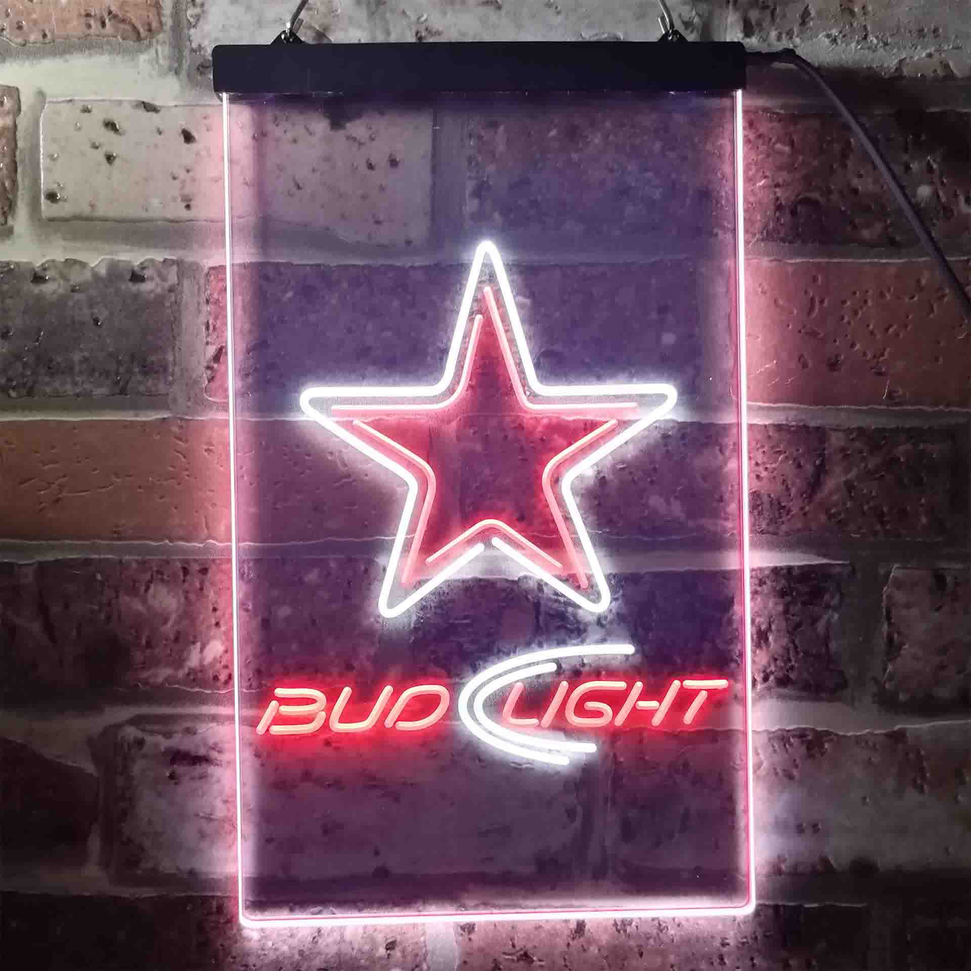 Bud Light Dallas Cowboys Dual Color LED Neon Sign ProLedSign