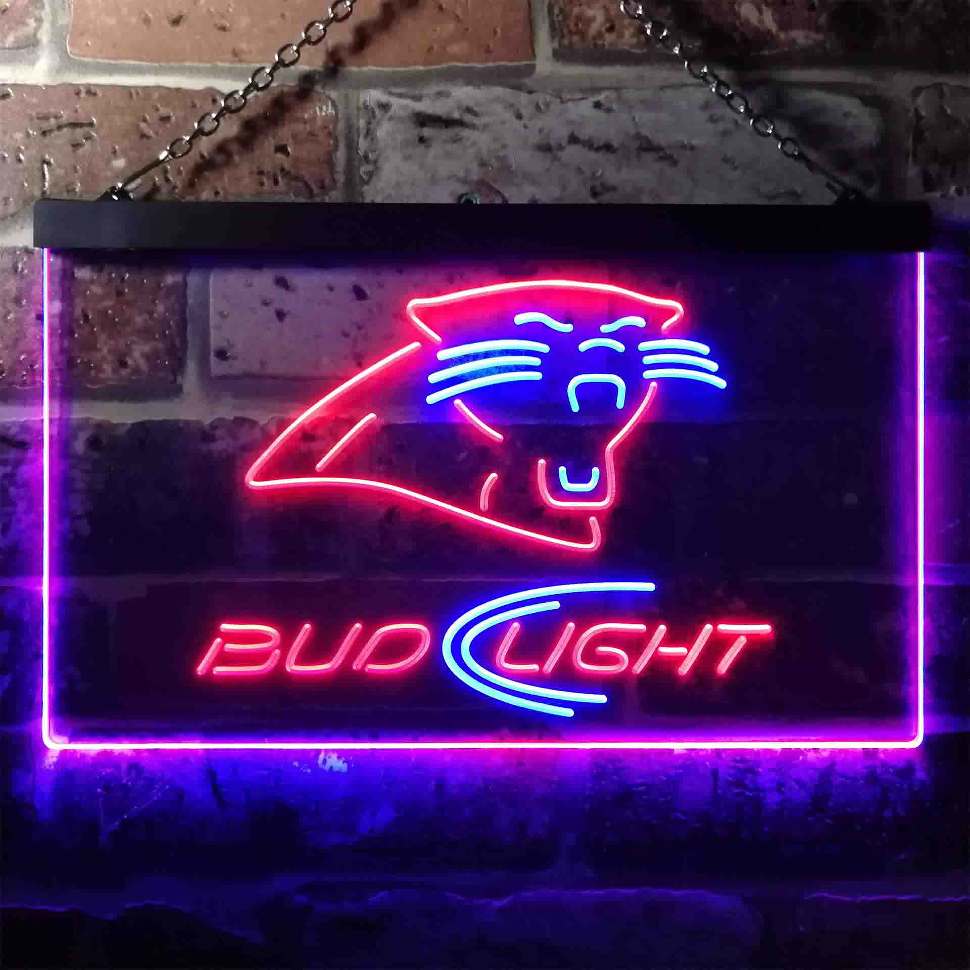 Bud Light Carolina Panthers Dual Color LED Neon Sign ProLedSign