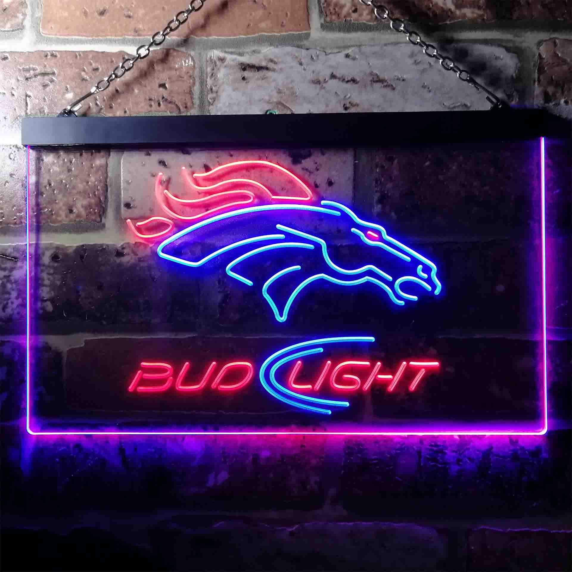 Denver Broncos Bud Light Neon-Like Led Light Sign