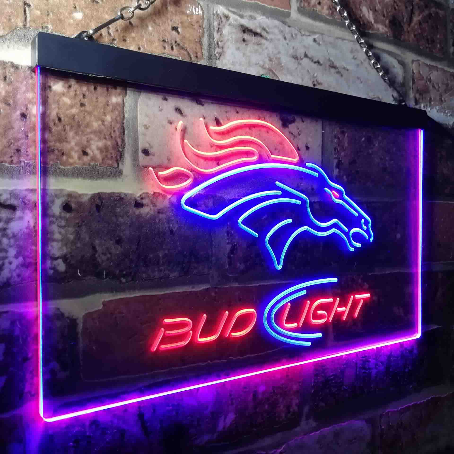 Denver Broncos Bud Light Neon-Like Led Light Sign