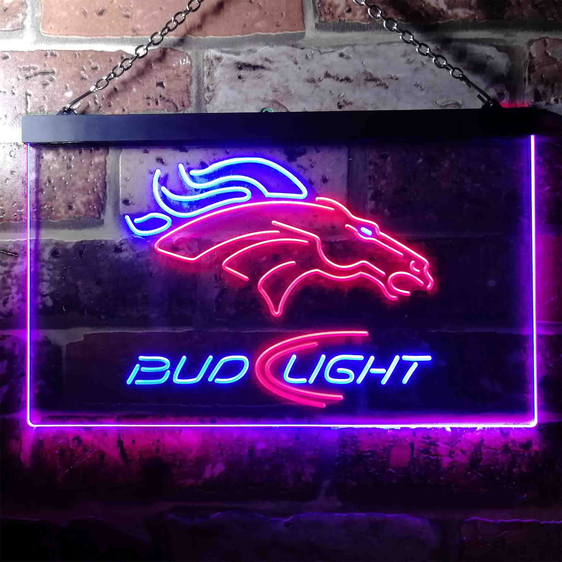 Denver Broncos Bud Light Neon-Like Led Light Sign