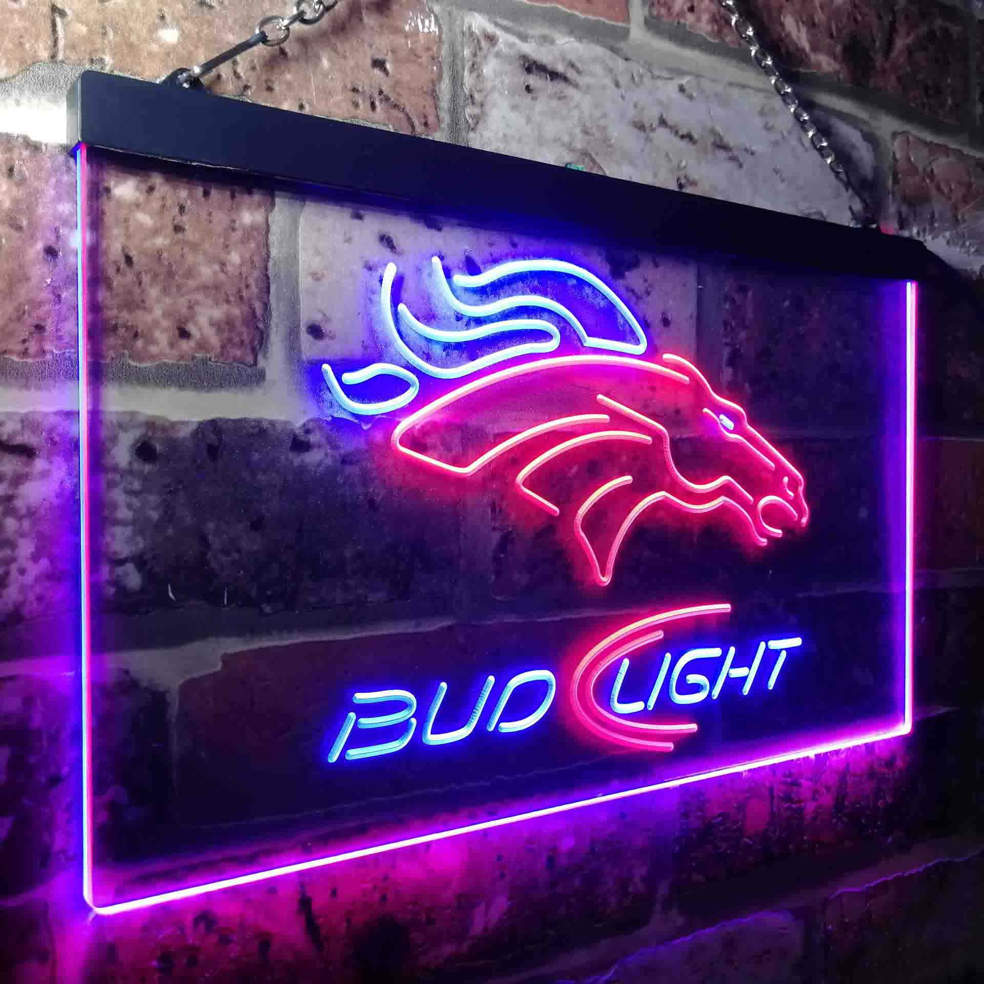 Denver Broncos Bud Light Neon-Like Led Light Sign