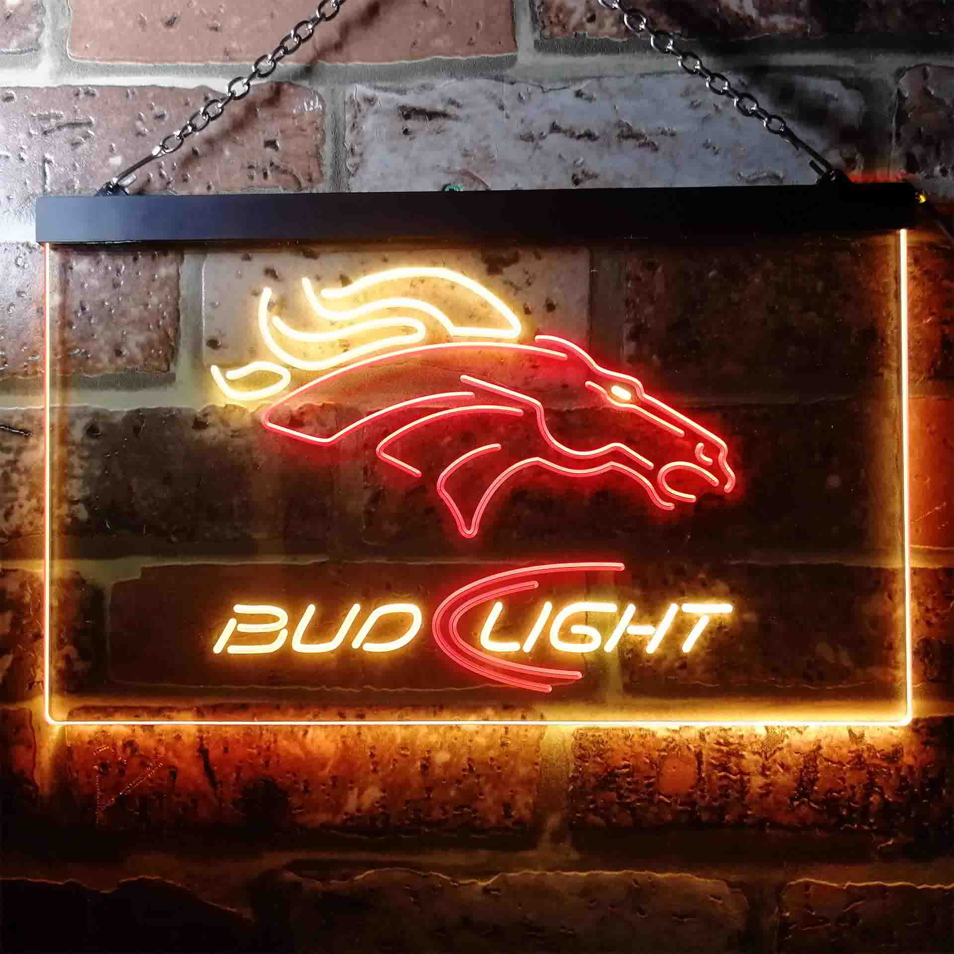 Denver Broncos Bud Light Neon-Like Led Light Sign