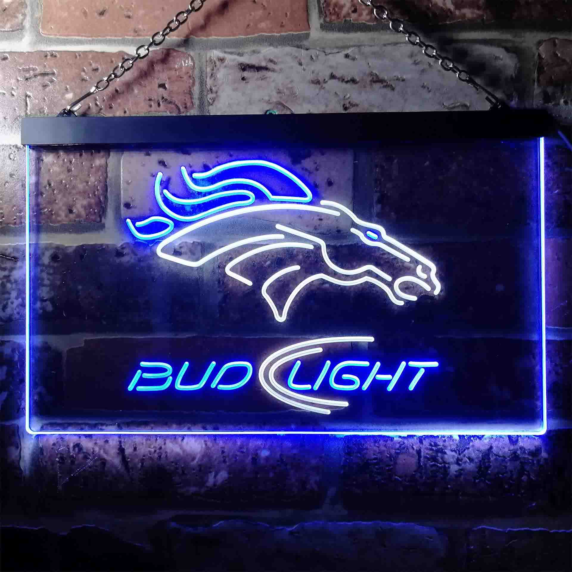 Denver Broncos Bud Light Neon-Like Led Light Sign