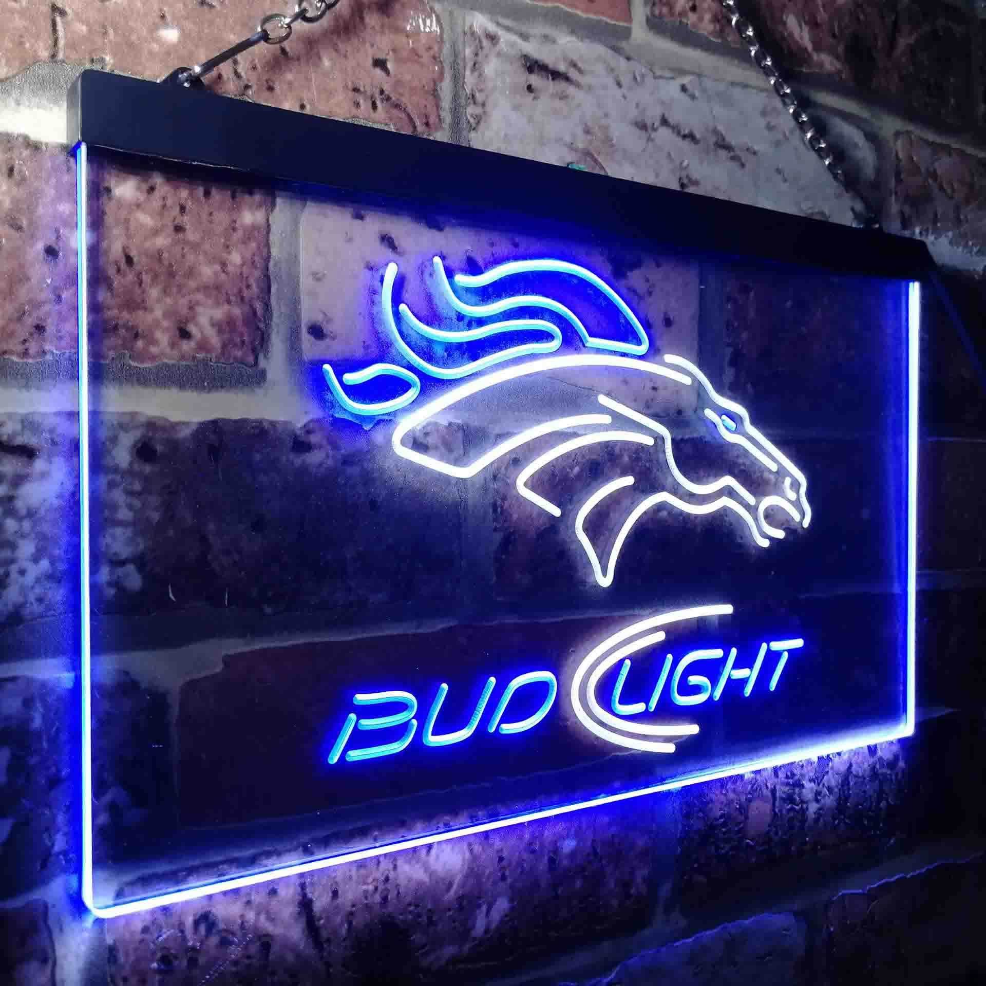 Denver Broncos Bud Light Neon-Like Led Light Sign