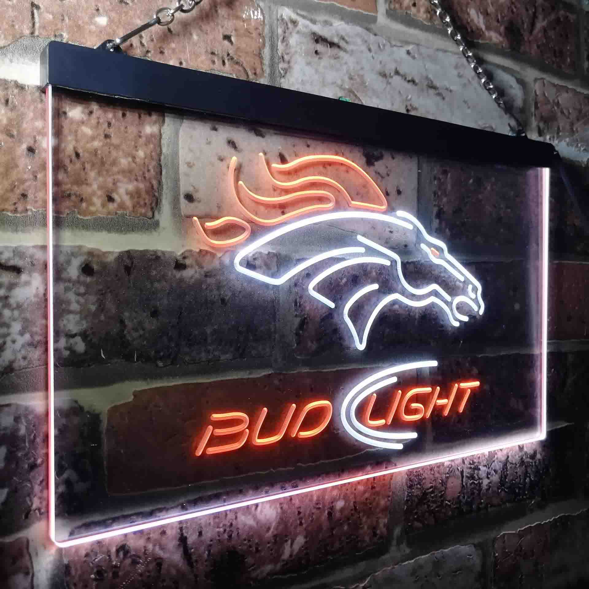 Denver Broncos Bud Light Neon-Like Led Light Sign