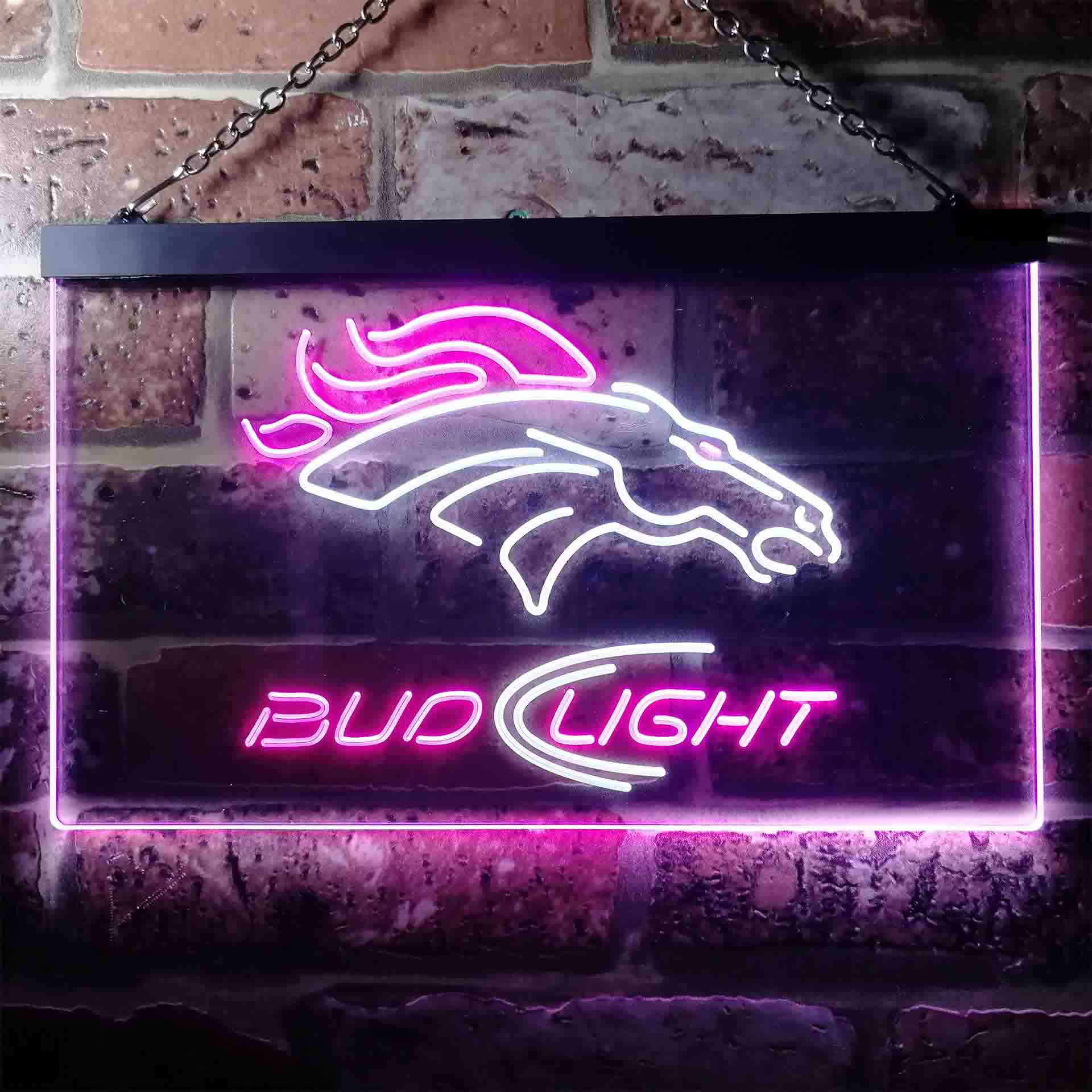 Denver Broncos Bud Light Neon-Like Led Light Sign