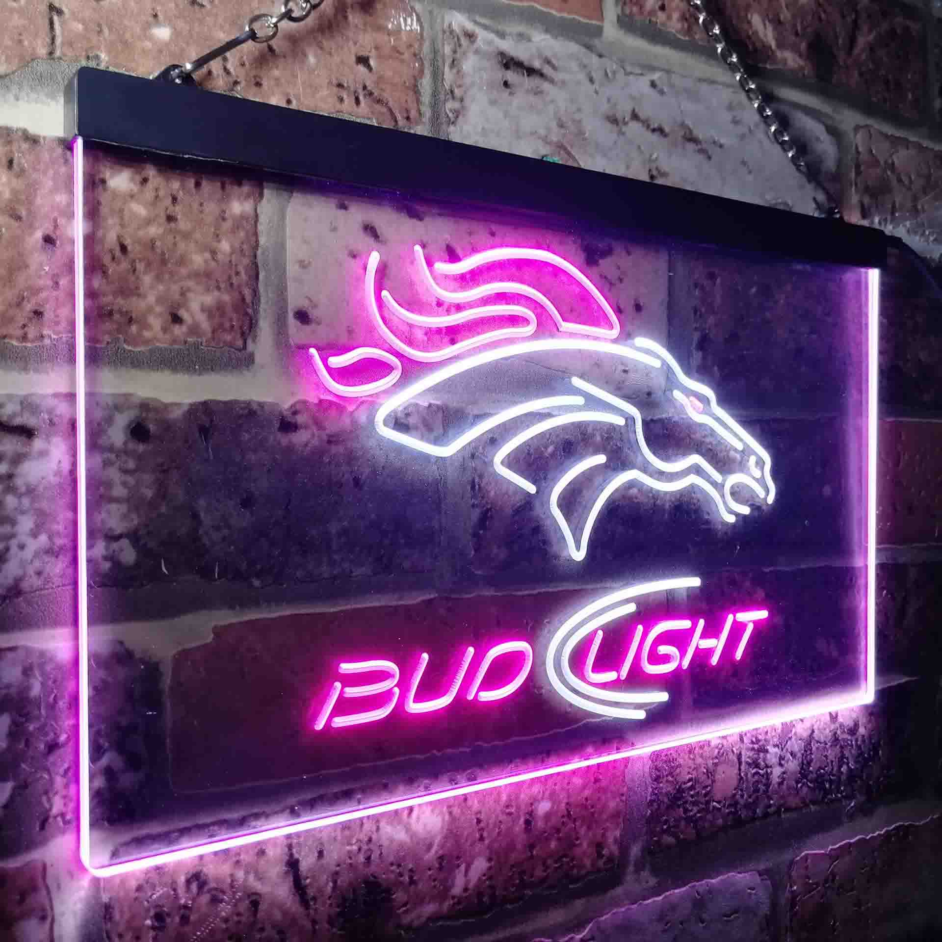 Denver Broncos Bud Light Neon-Like Led Light Sign