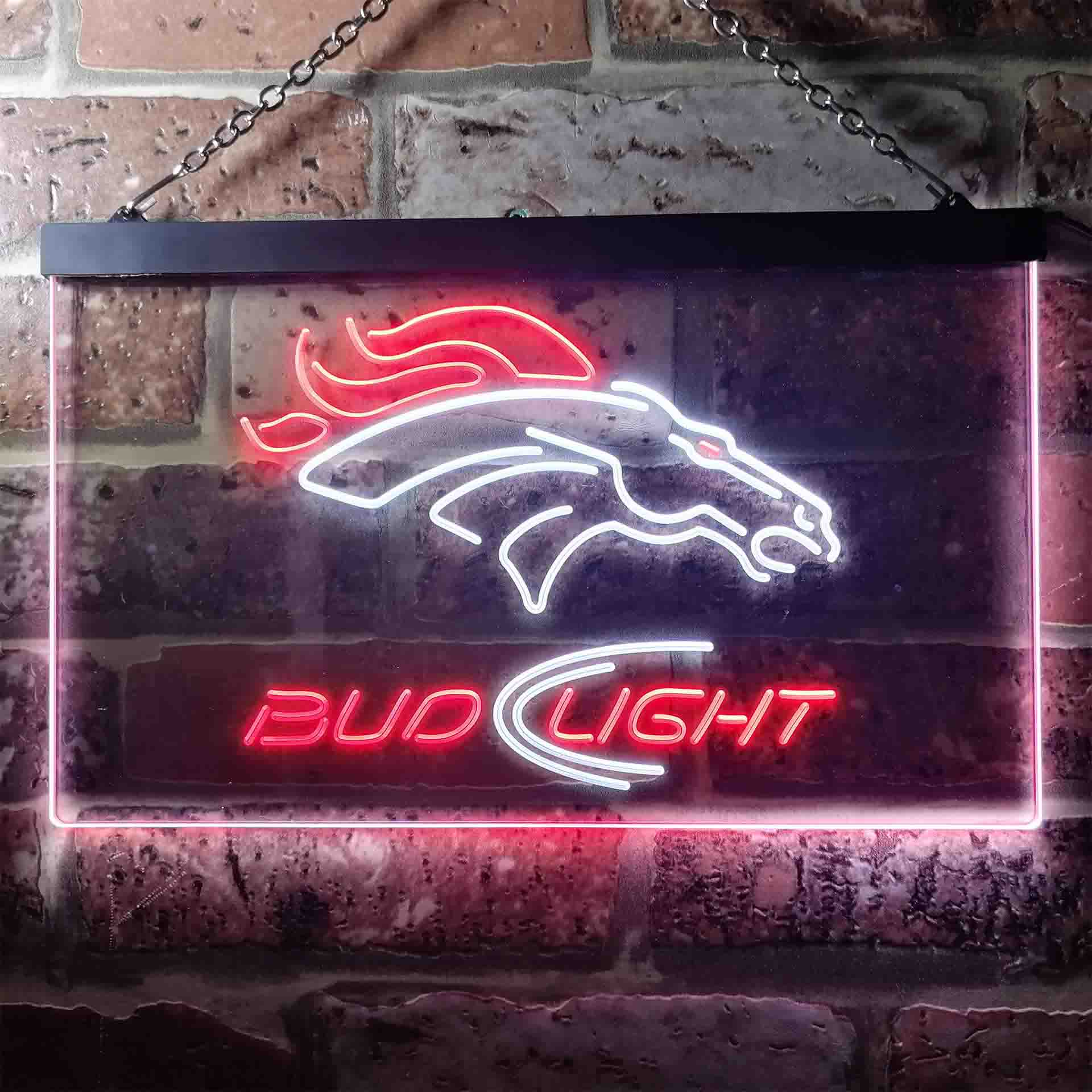 Denver Broncos Bud Light Neon-Like Led Light Sign