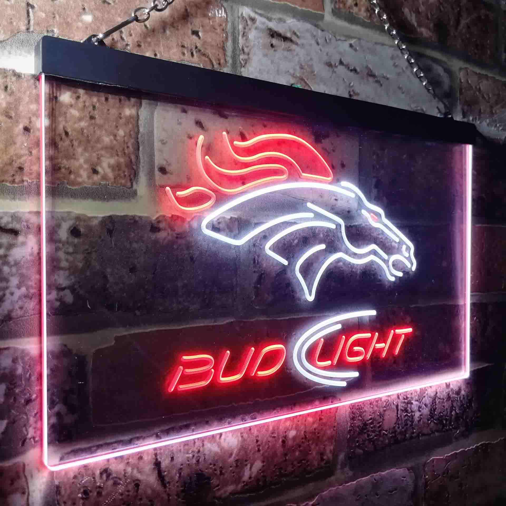 Denver Broncos Bud Light Neon-Like Led Light Sign