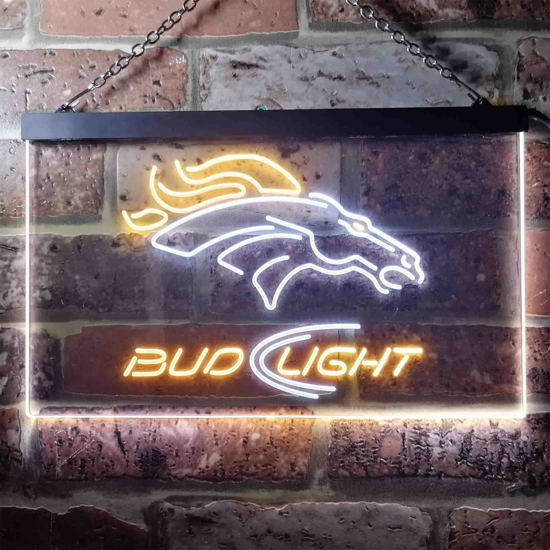 Denver Broncos Bud Light Neon-Like Led Light Sign