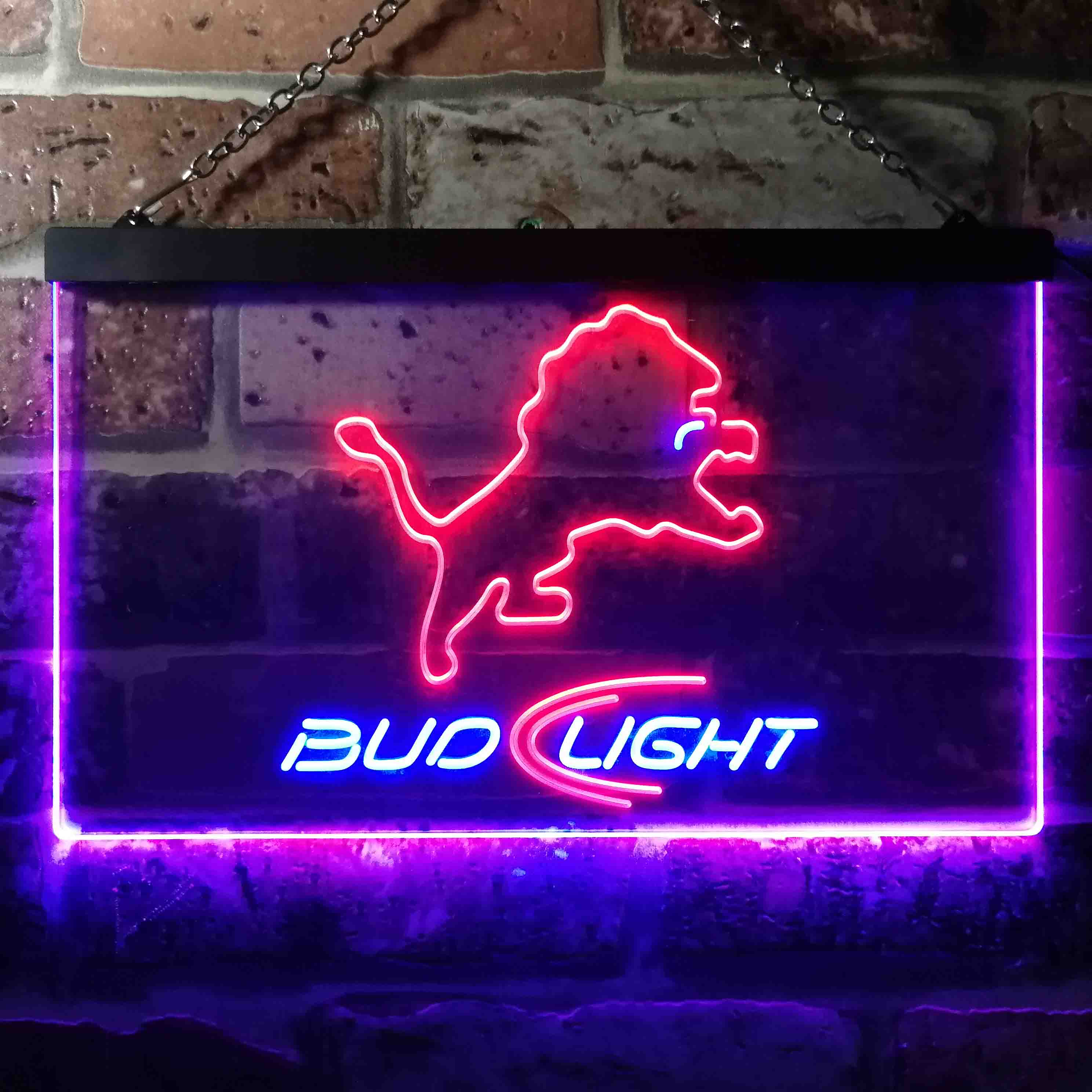 Bud Light Detroit Lions Dual Color LED Light Sign ProLedSign