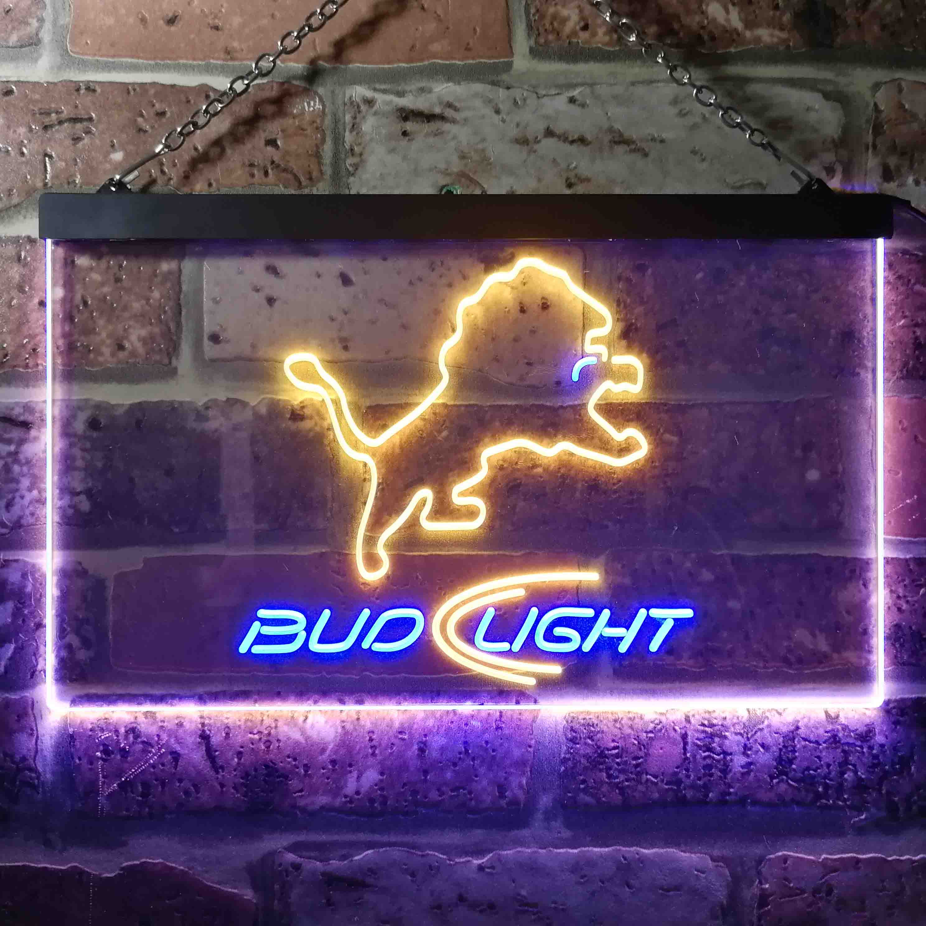 Bud Light Detroit Lions Dual Color LED Light Sign ProLedSign