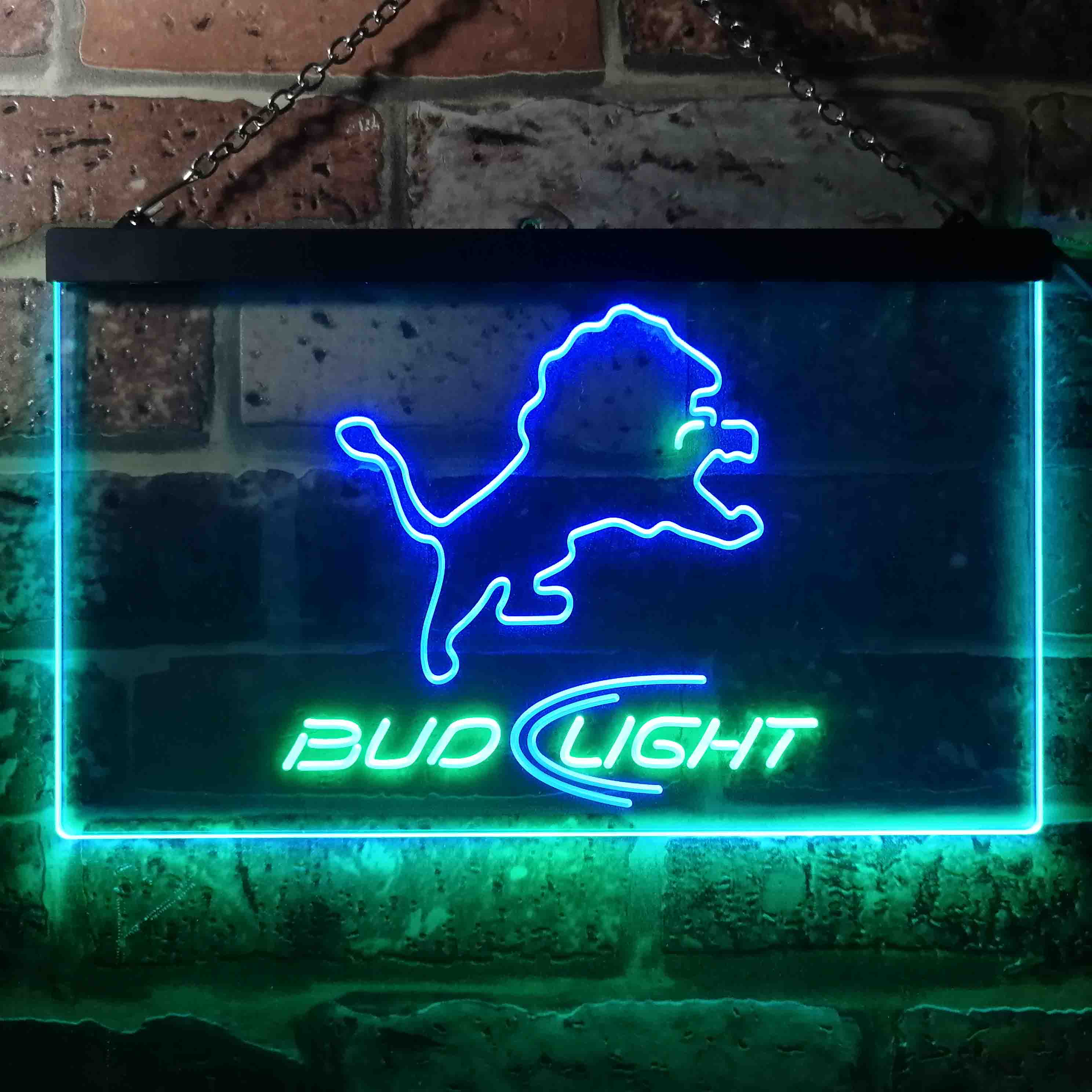 Bud Light Detroit Lions Dual Color LED Light Sign ProLedSign