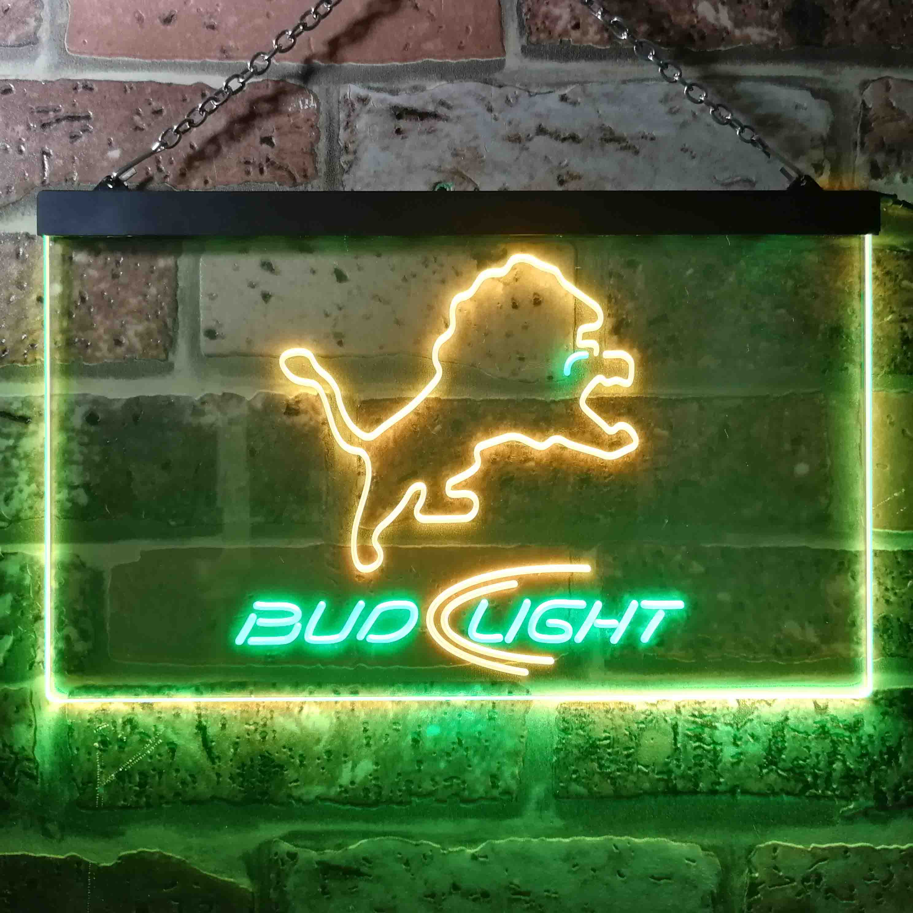 Bud Light Detroit Lions Dual Color LED Light Sign ProLedSign