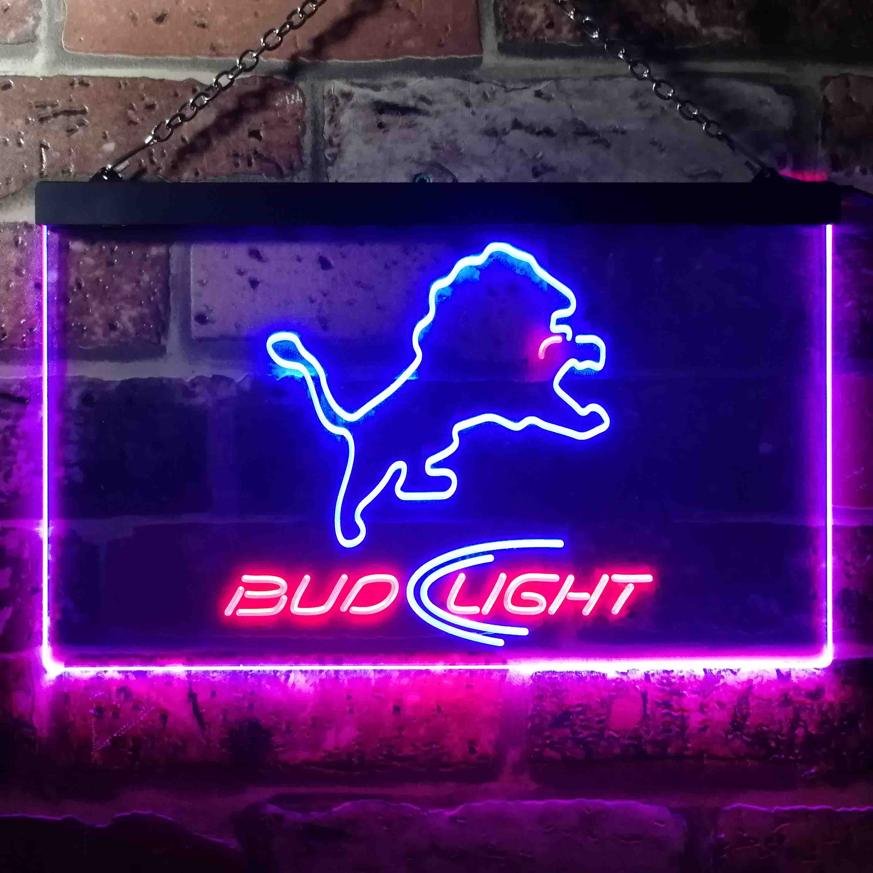 Bud Light Detroit Lions Dual Color LED Light Sign ProLedSign