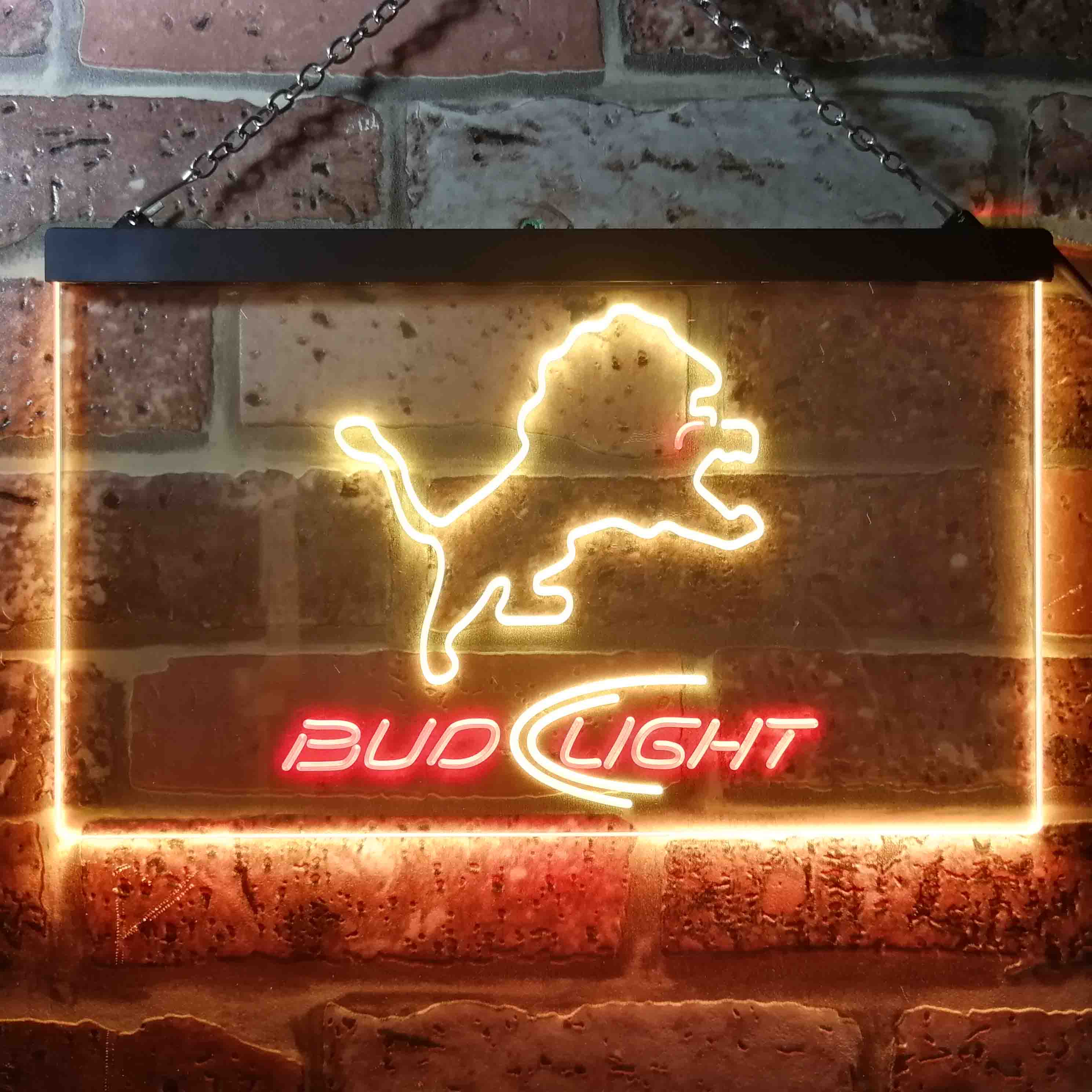 Bud Light Detroit Lions Dual Color LED Light Sign ProLedSign