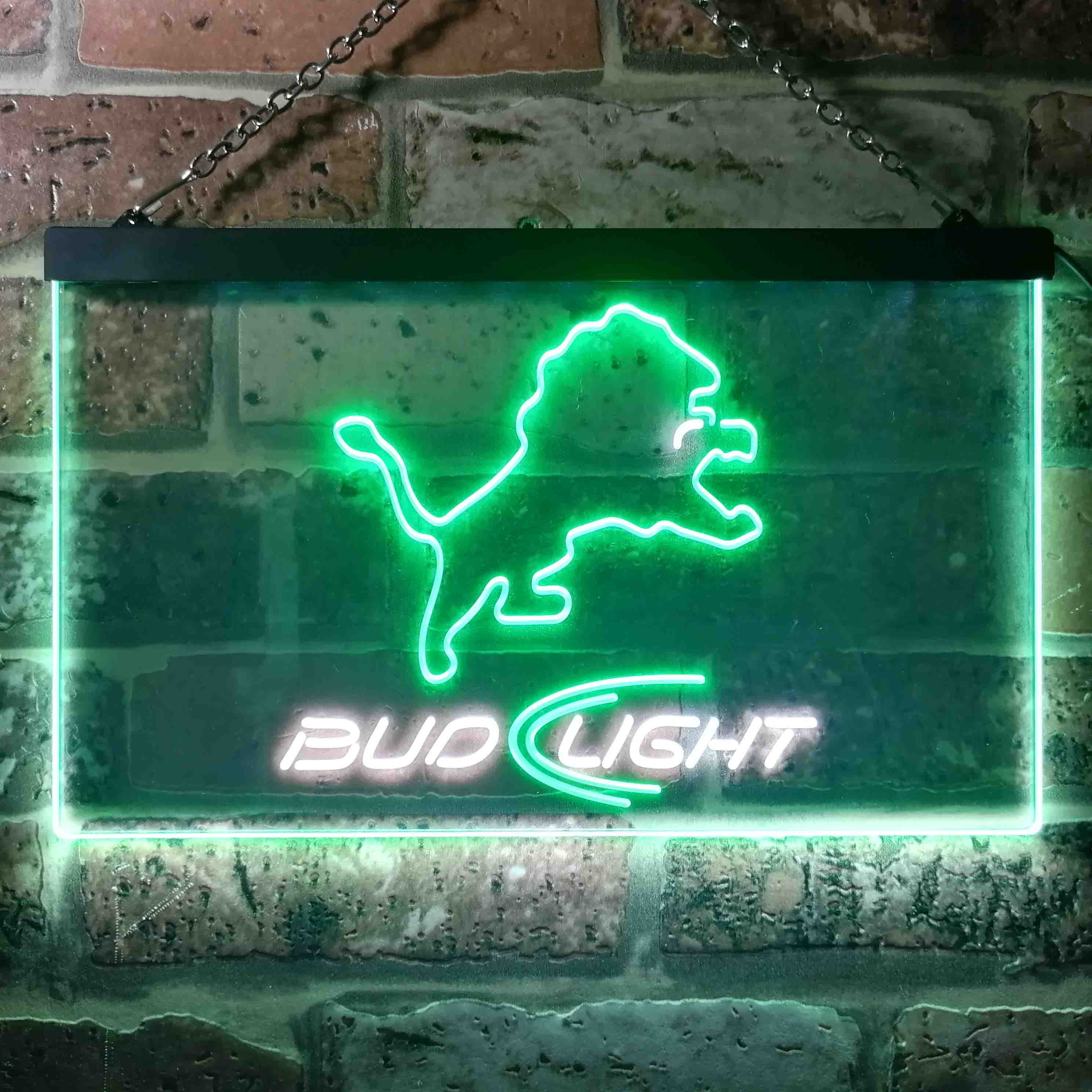 Bud Light Detroit Lions Dual Color LED Light Sign ProLedSign