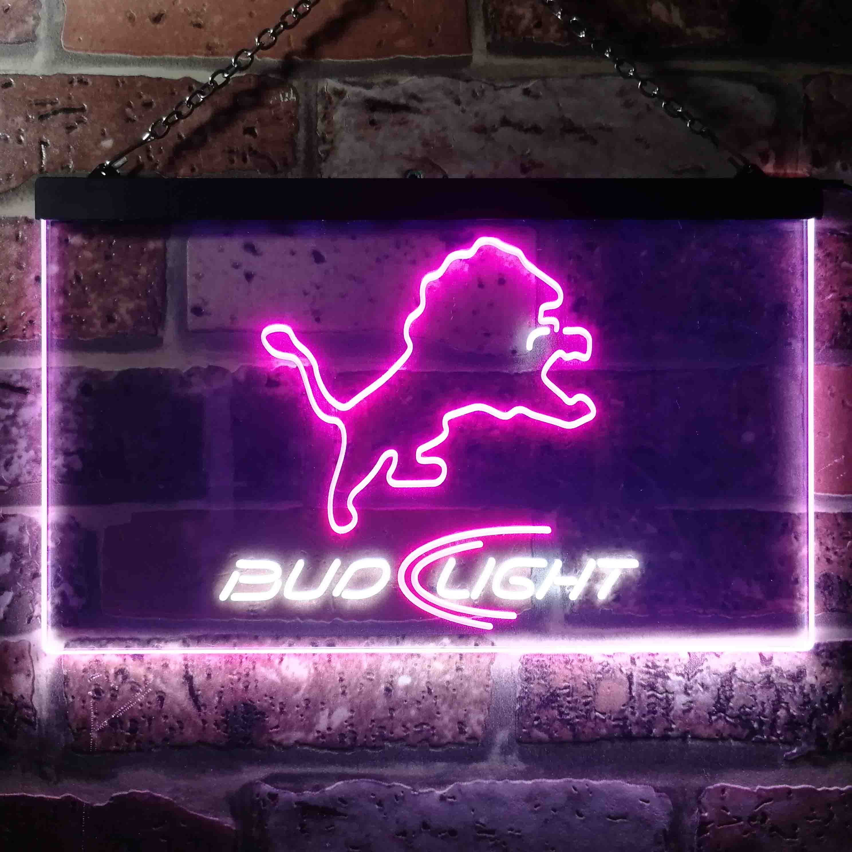 Bud Light Detroit Lions Dual Color LED Light Sign ProLedSign